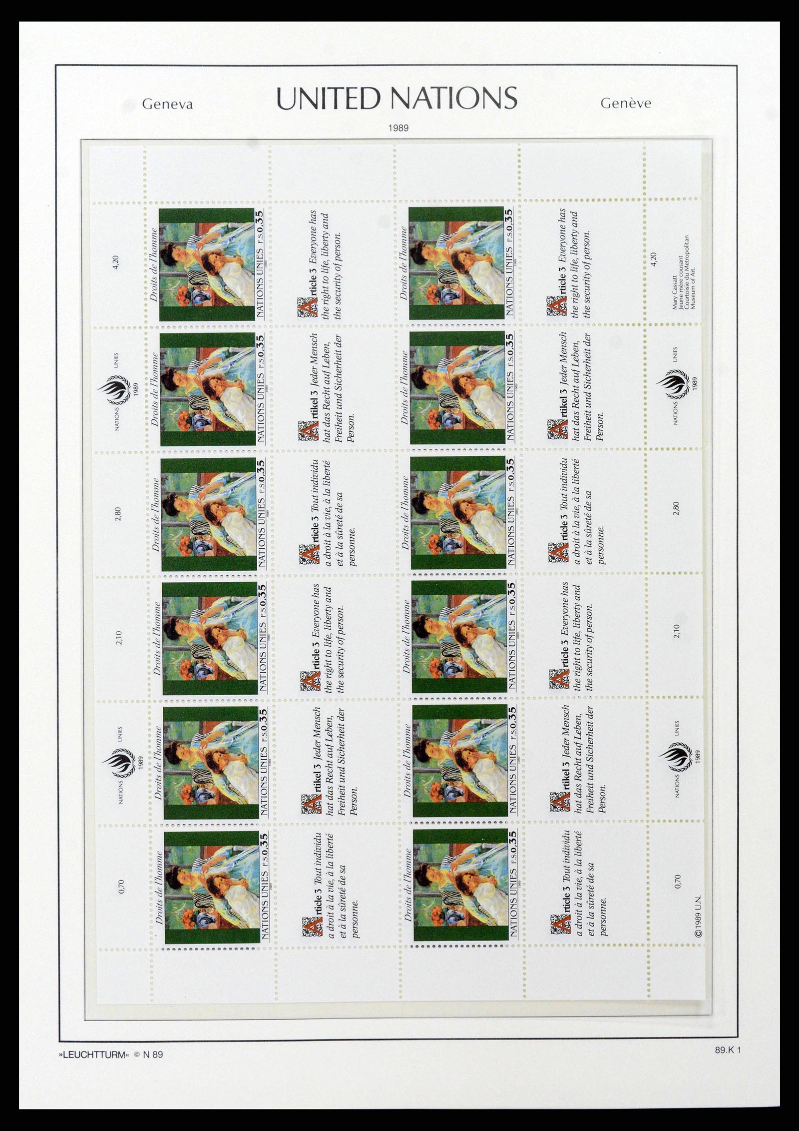 38609 0037 - Postzegelverzameling 38609 Verenigde Naties Genève compleet 1969-2013