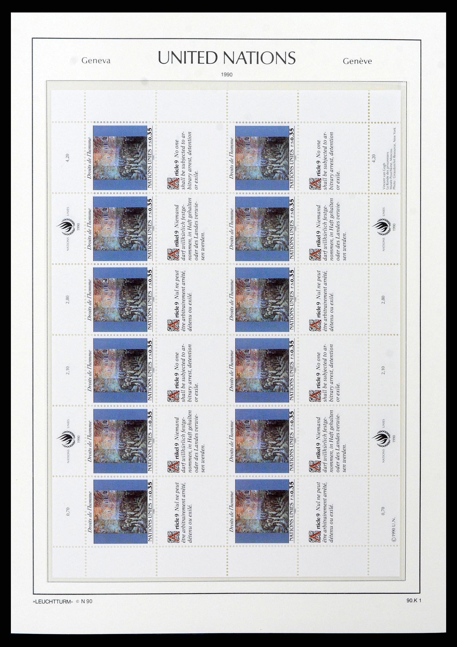 38609 0042 - Postzegelverzameling 38609 Verenigde Naties Genève compleet 1969-2013