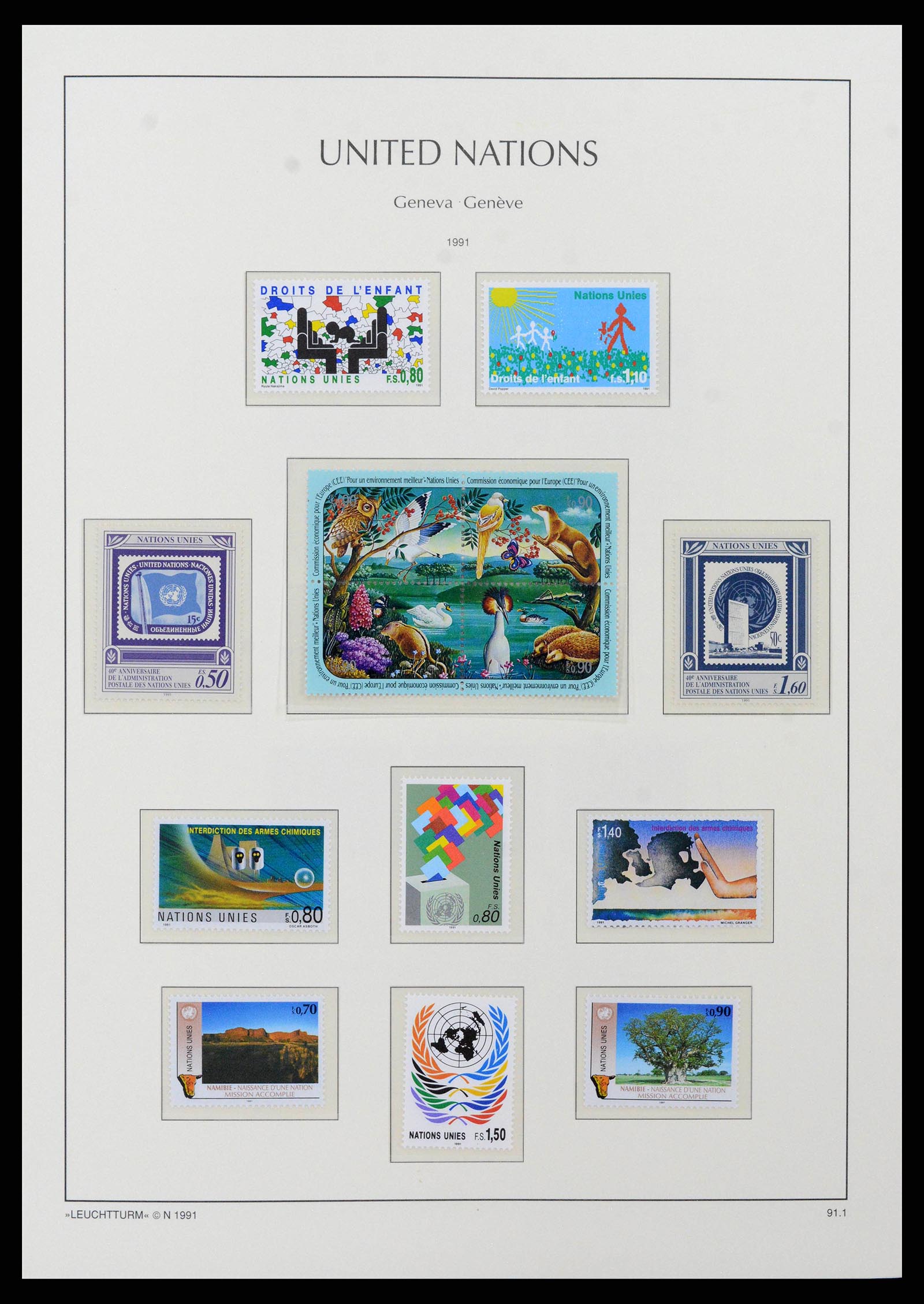 38609 0044 - Postzegelverzameling 38609 Verenigde Naties Genève compleet 1969-2013