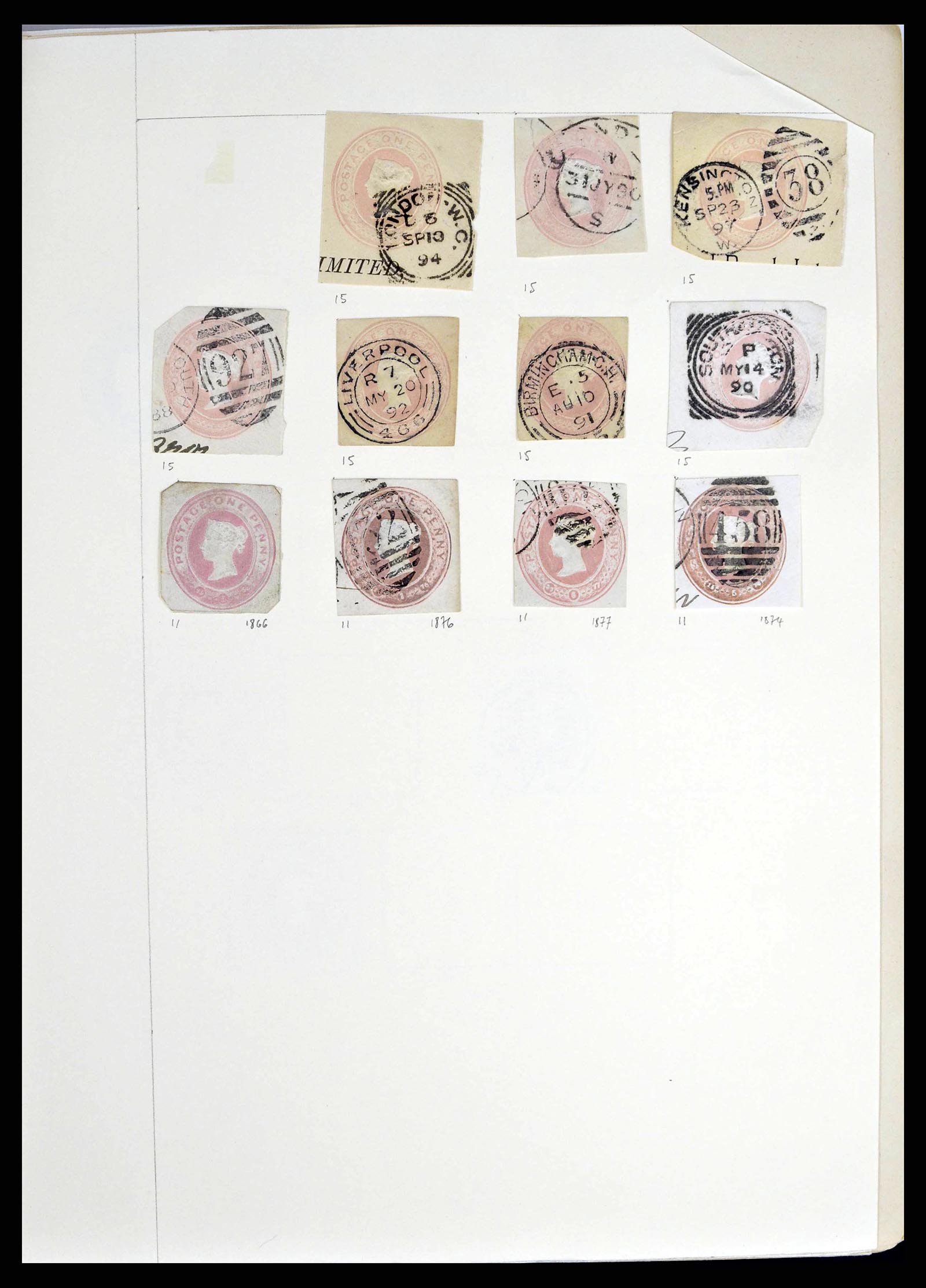 38629 0001 - Stamp collection 38629 World cutouts 1855-1900.