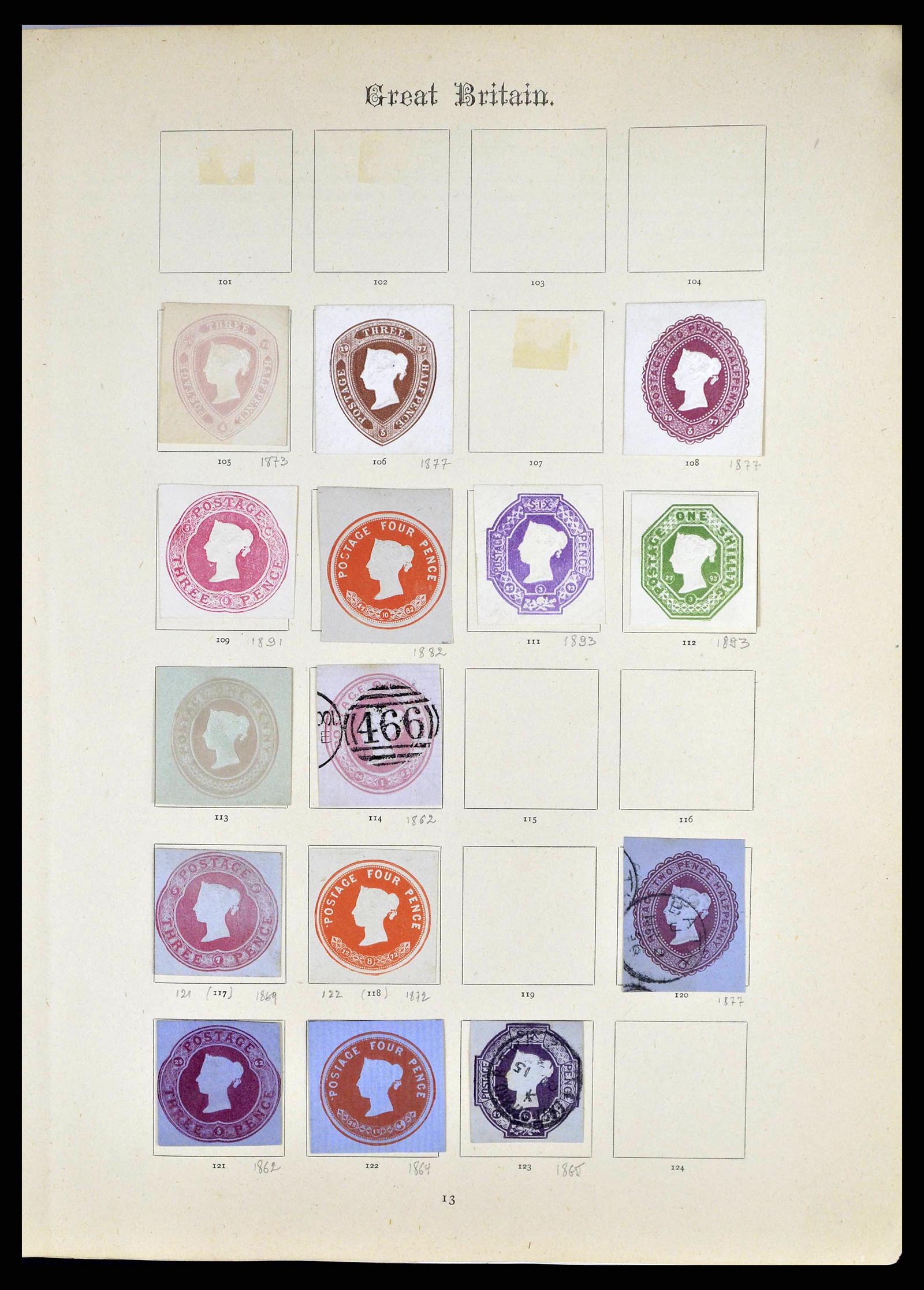 38629 0004 - Stamp collection 38629 World cutouts 1855-1900.