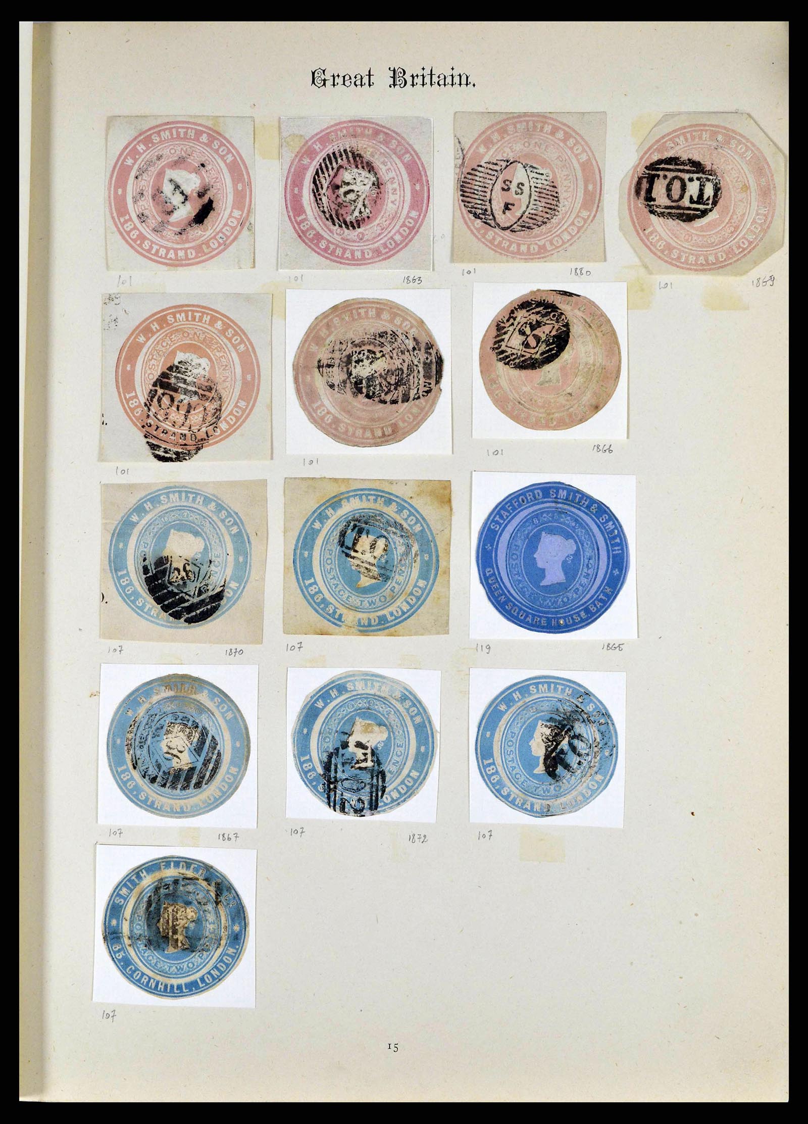 38629 0006 - Stamp collection 38629 World cutouts 1855-1900.