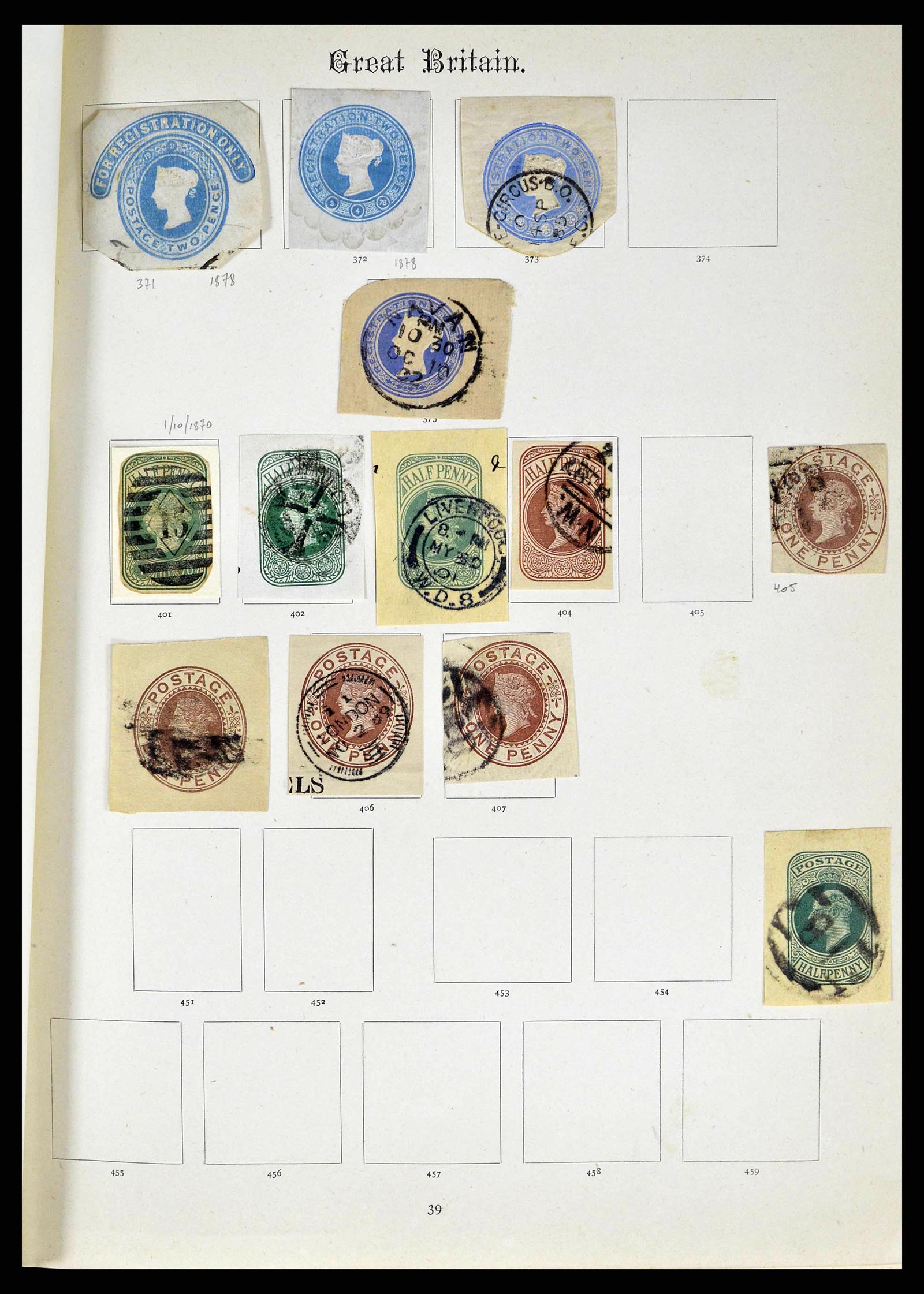 38629 0014 - Stamp collection 38629 World cutouts 1855-1900.