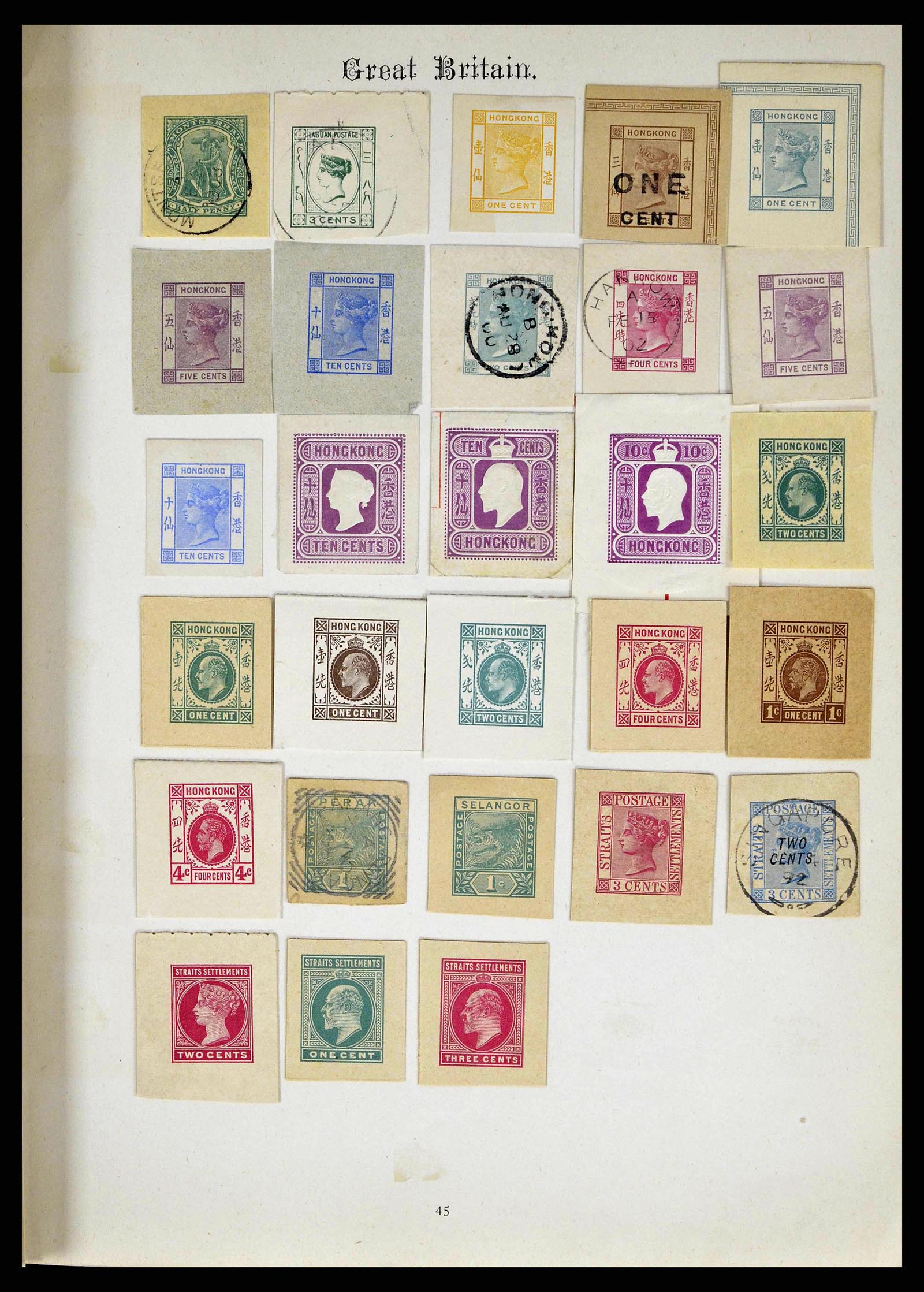 38629 0016 - Stamp collection 38629 World cutouts 1855-1900.