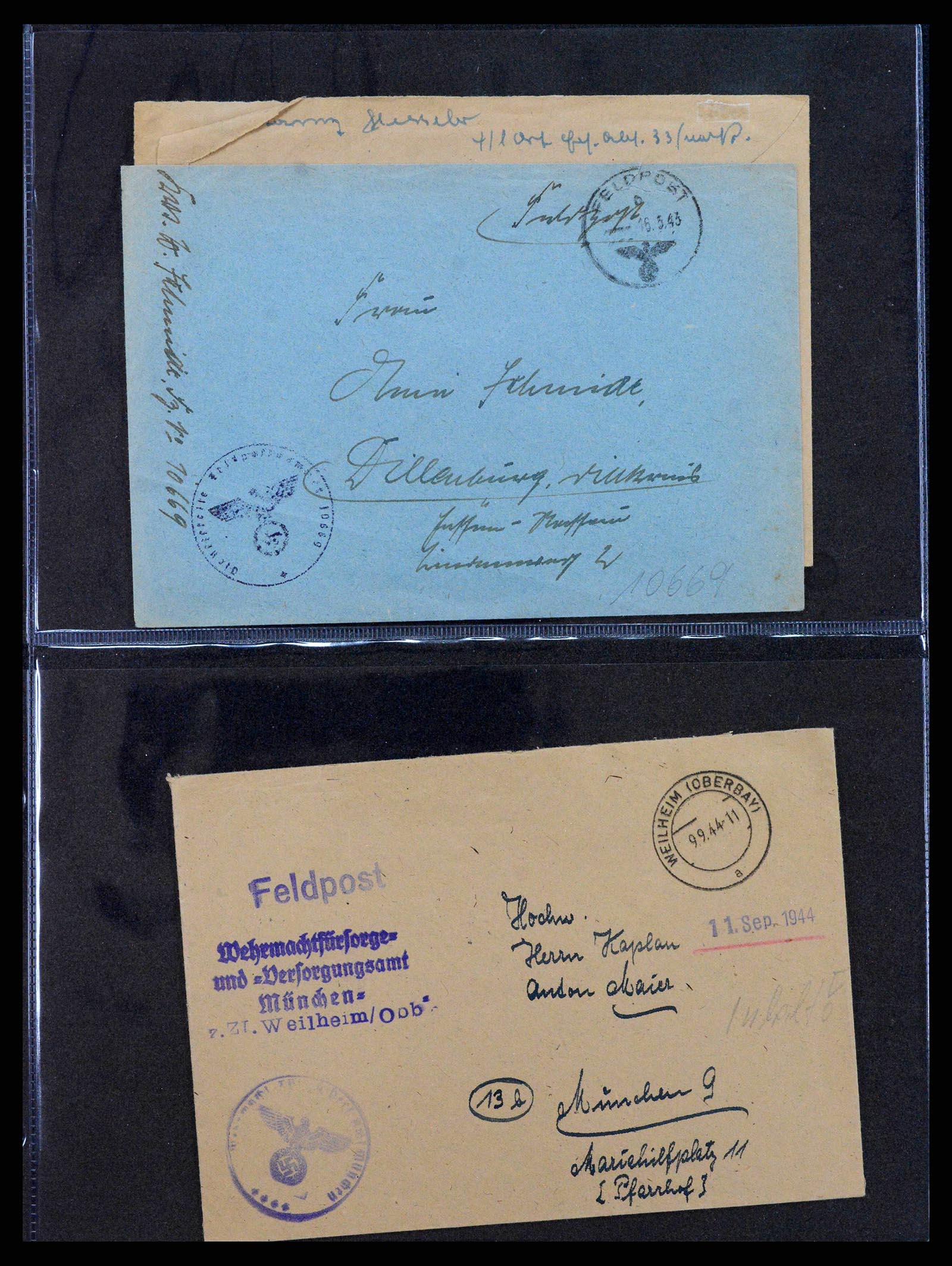 38646 0031 - Postzegelverzameling 38646 Duitsland brieven en kaarten 1940-1945.