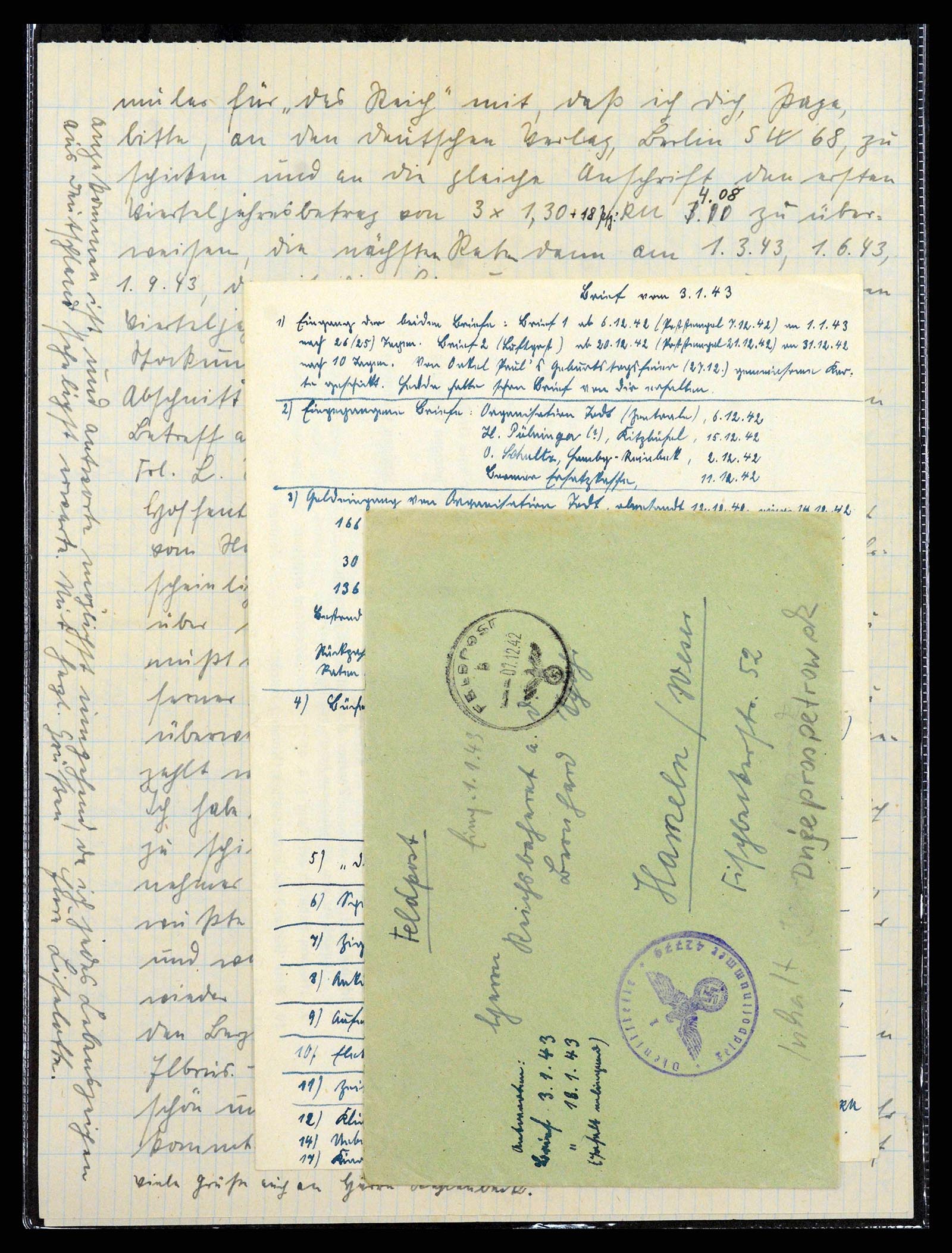 38646 0036 - Postzegelverzameling 38646 Duitsland brieven en kaarten 1940-1945.
