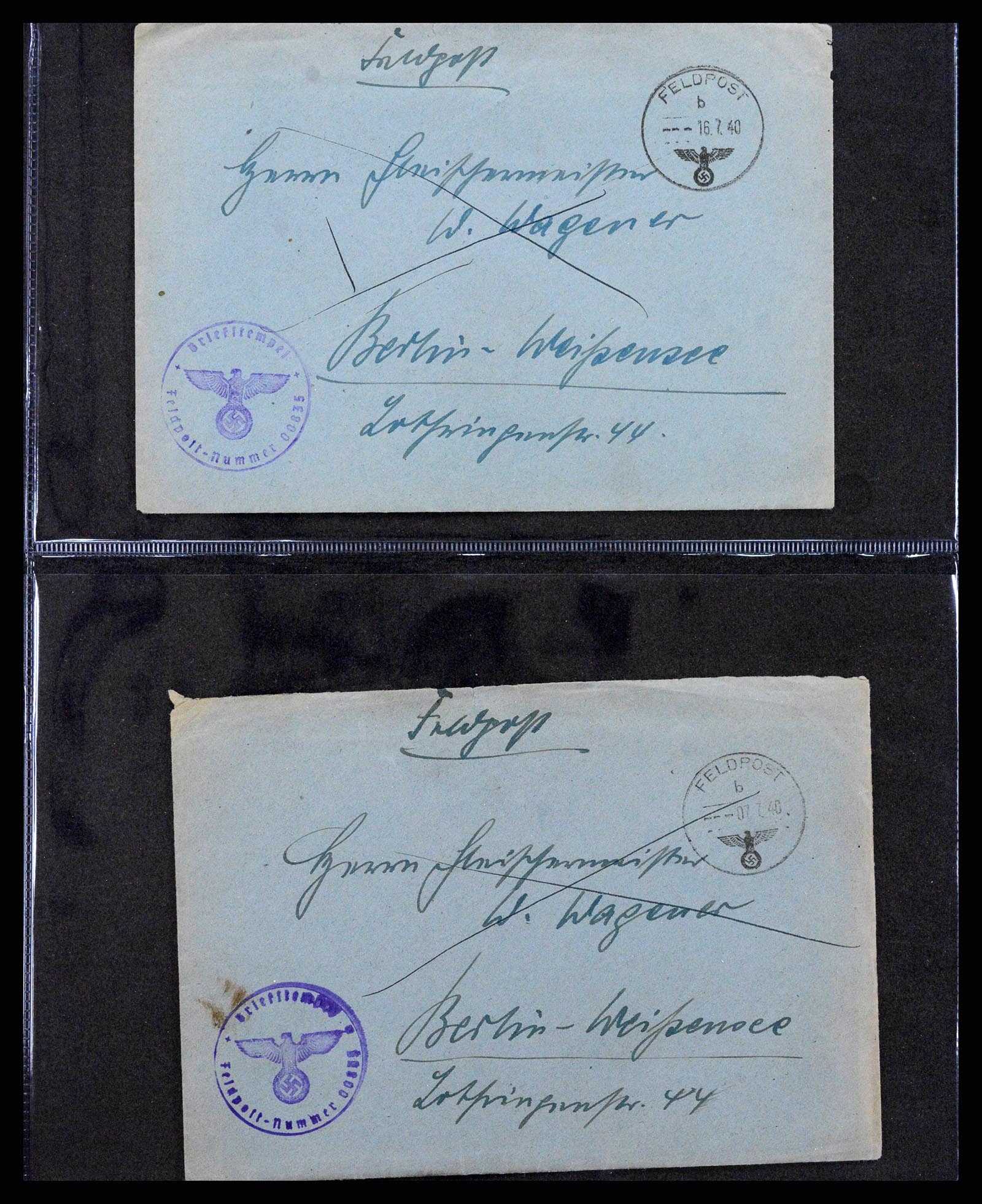 38646 0050 - Postzegelverzameling 38646 Duitsland brieven en kaarten 1940-1945.