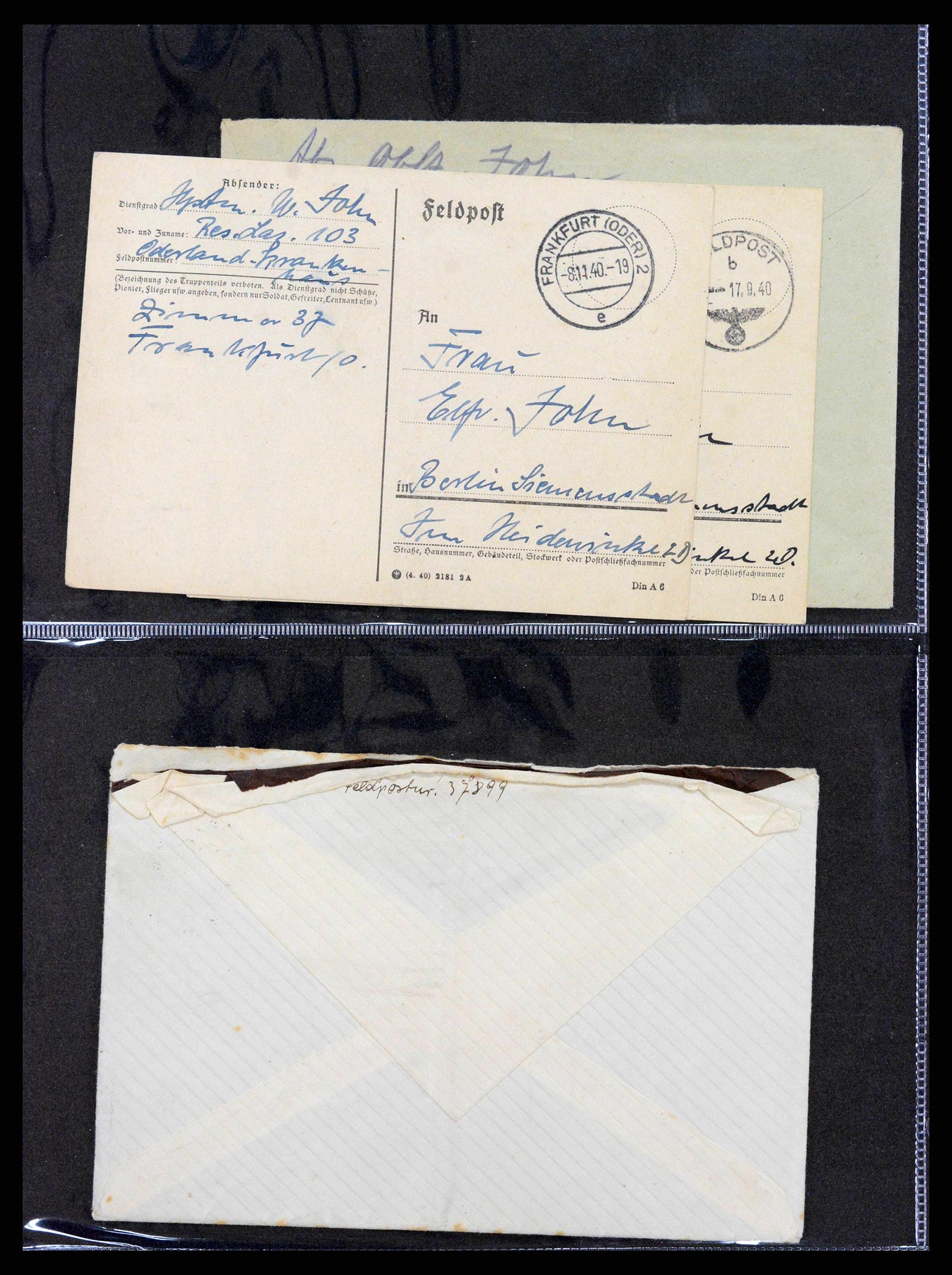38646 0053 - Postzegelverzameling 38646 Duitsland brieven en kaarten 1940-1945.