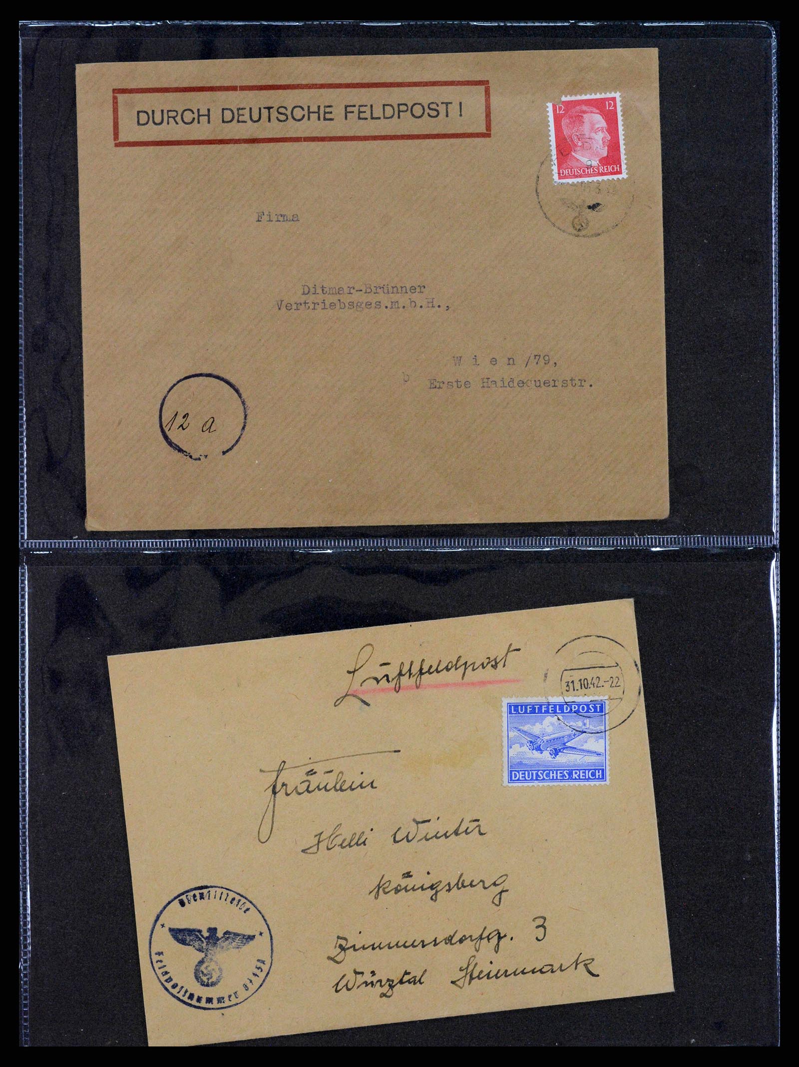 38646 0060 - Postzegelverzameling 38646 Duitsland brieven en kaarten 1940-1945.