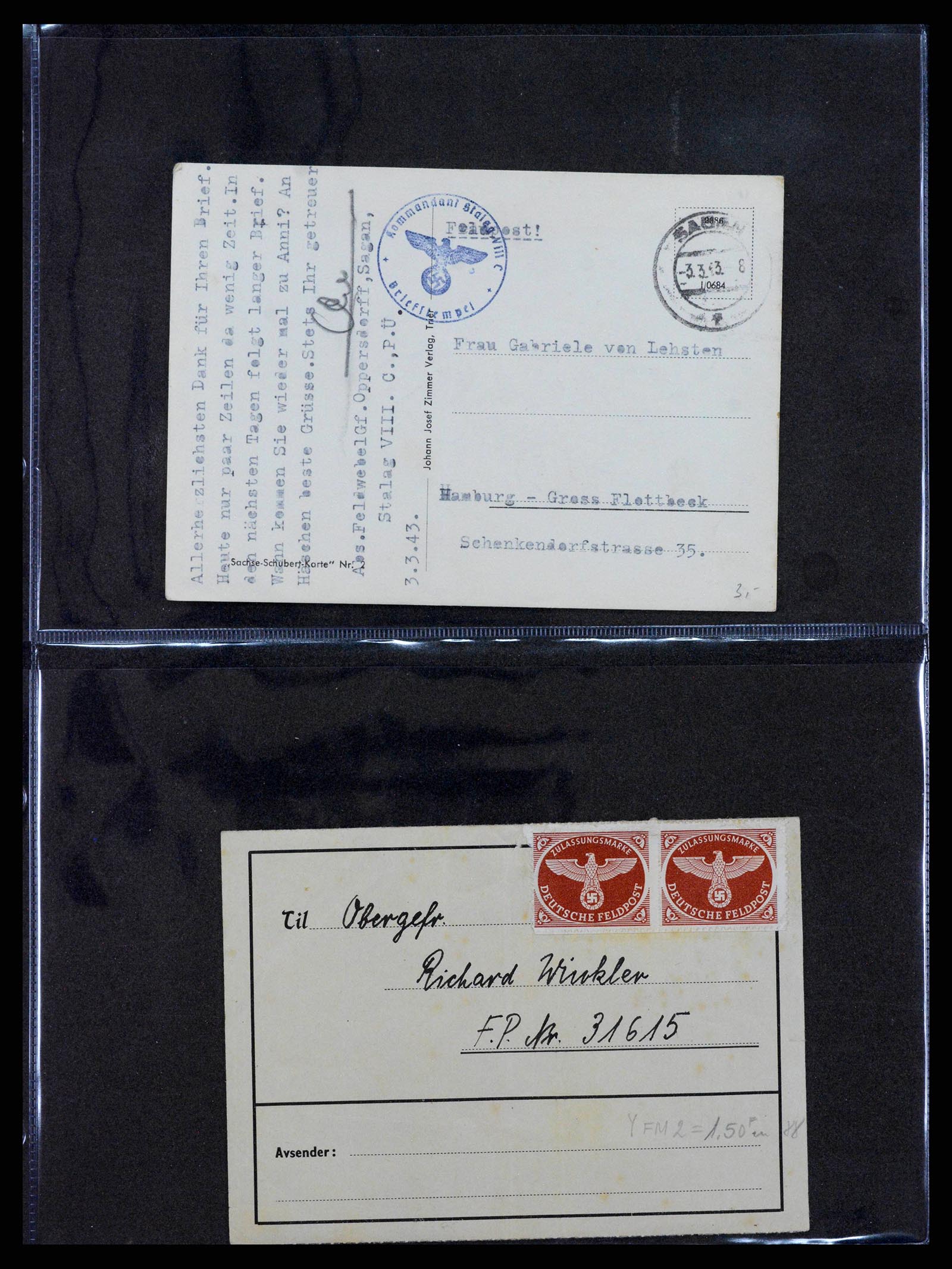 38646 0062 - Postzegelverzameling 38646 Duitsland brieven en kaarten 1940-1945.