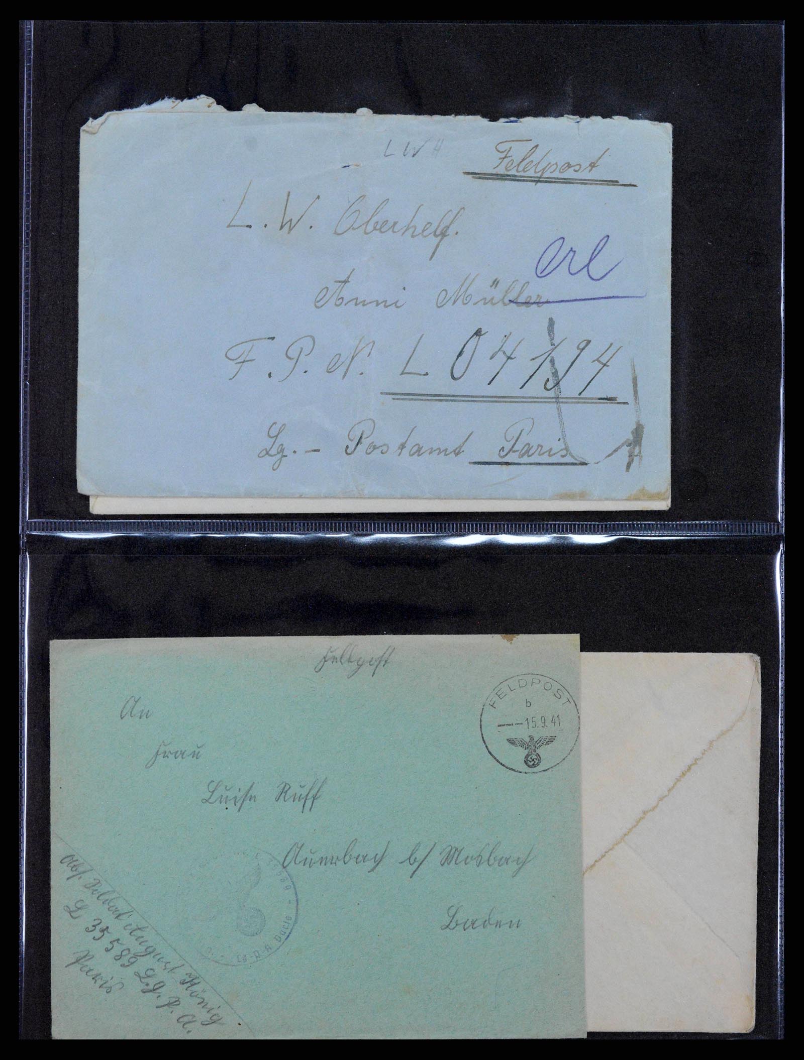 38646 0064 - Postzegelverzameling 38646 Duitsland brieven en kaarten 1940-1945.