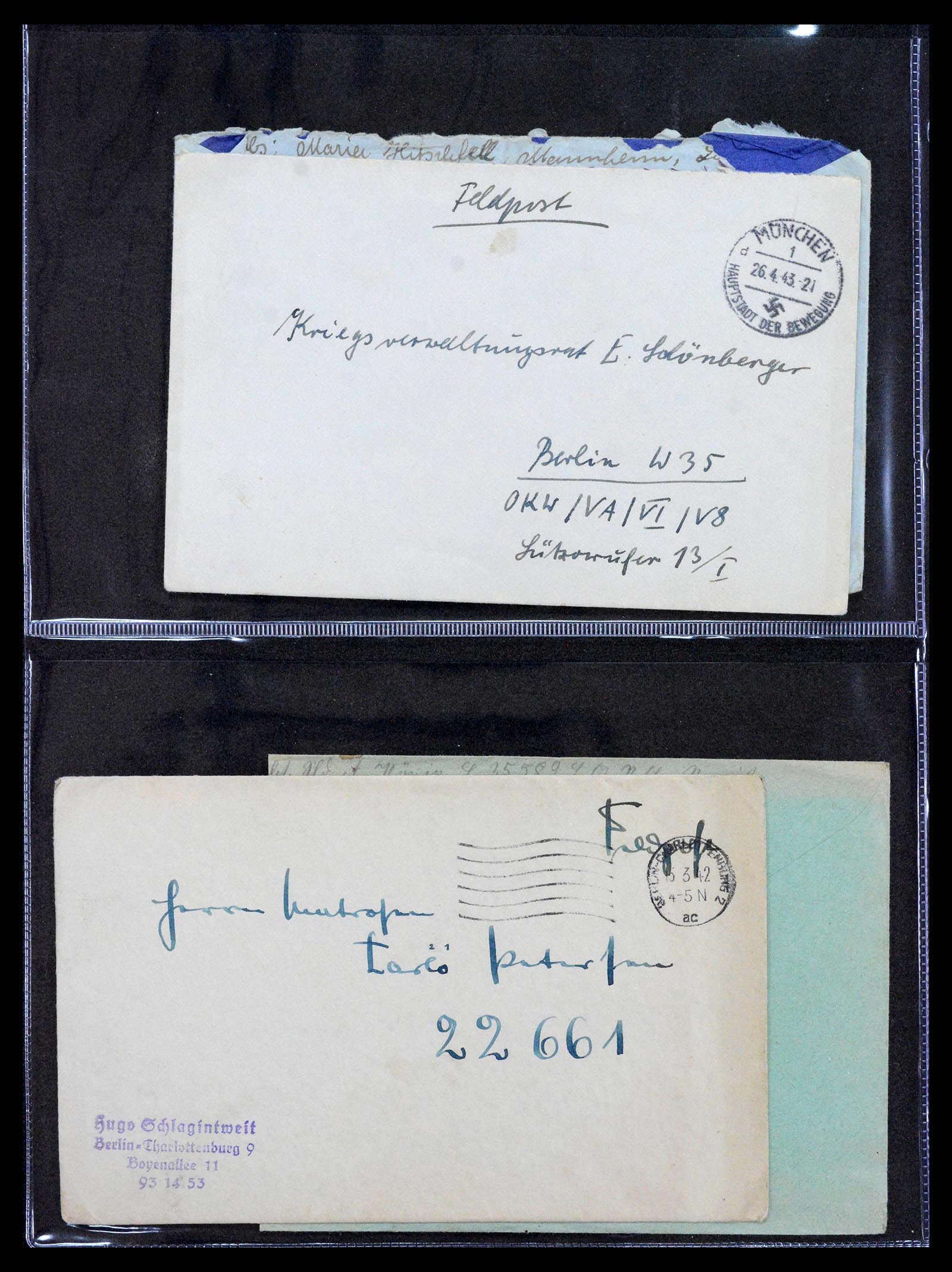 38646 0065 - Postzegelverzameling 38646 Duitsland brieven en kaarten 1940-1945.