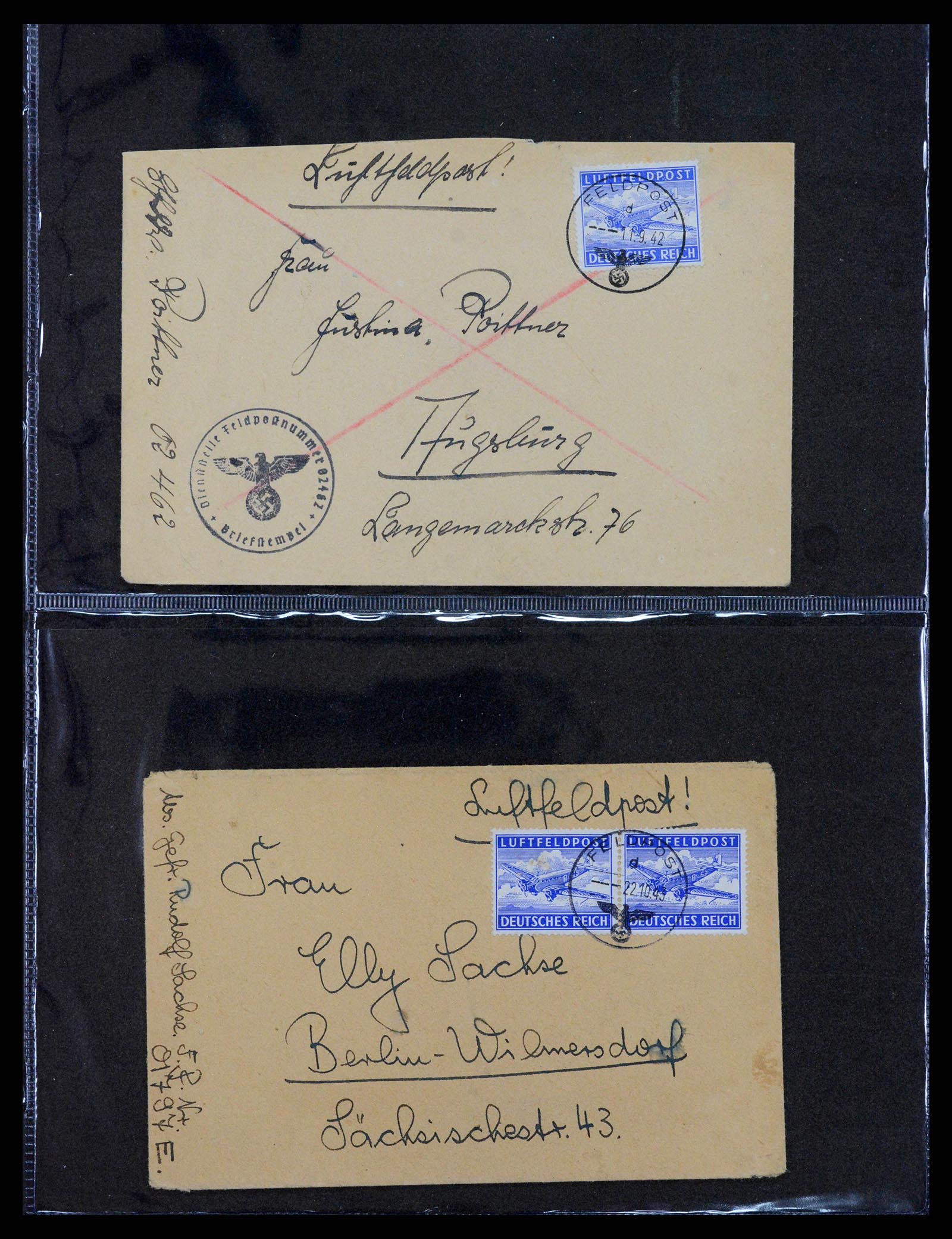 38646 0096 - Postzegelverzameling 38646 Duitsland brieven en kaarten 1940-1945.