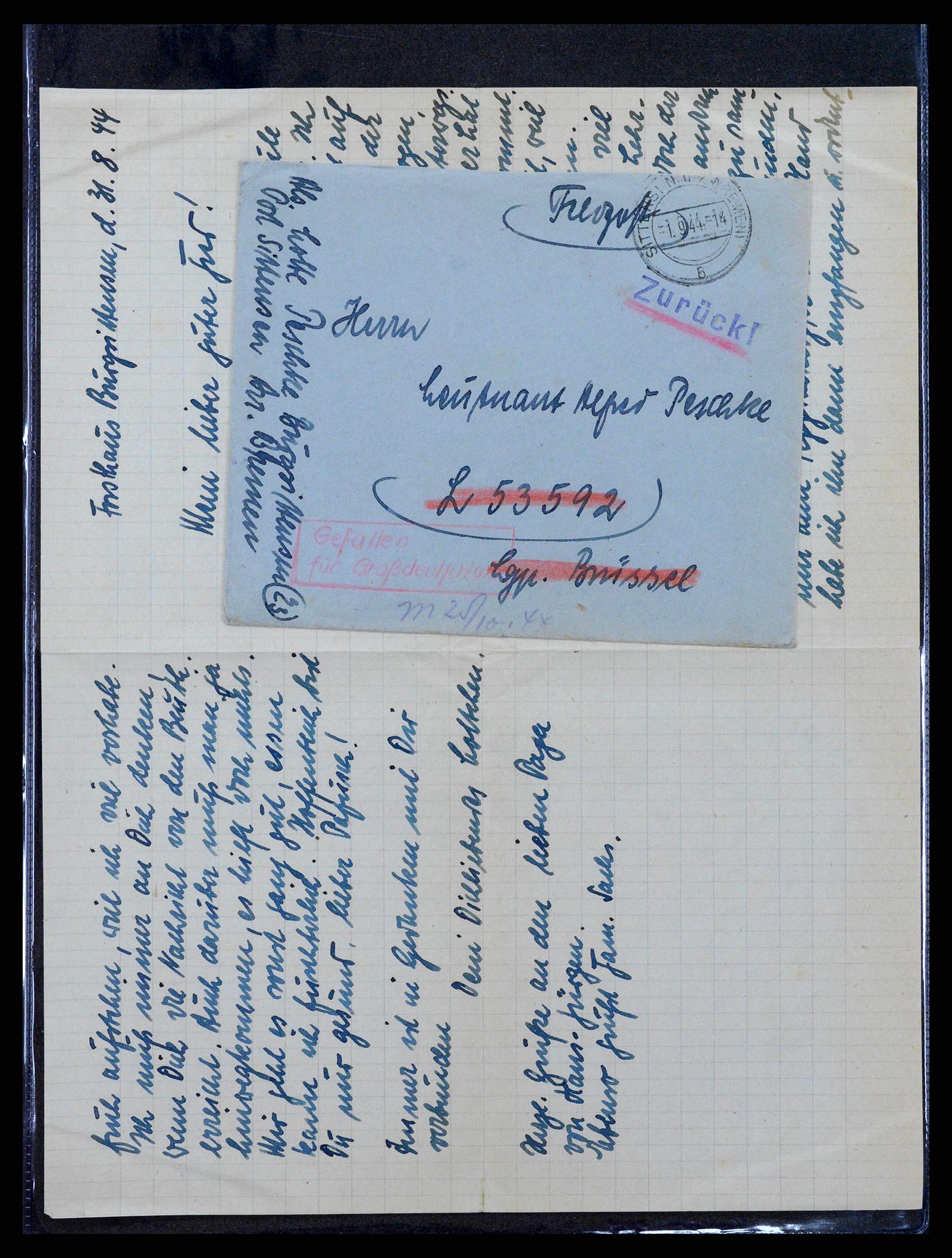 38646 0100 - Postzegelverzameling 38646 Duitsland brieven en kaarten 1940-1945.