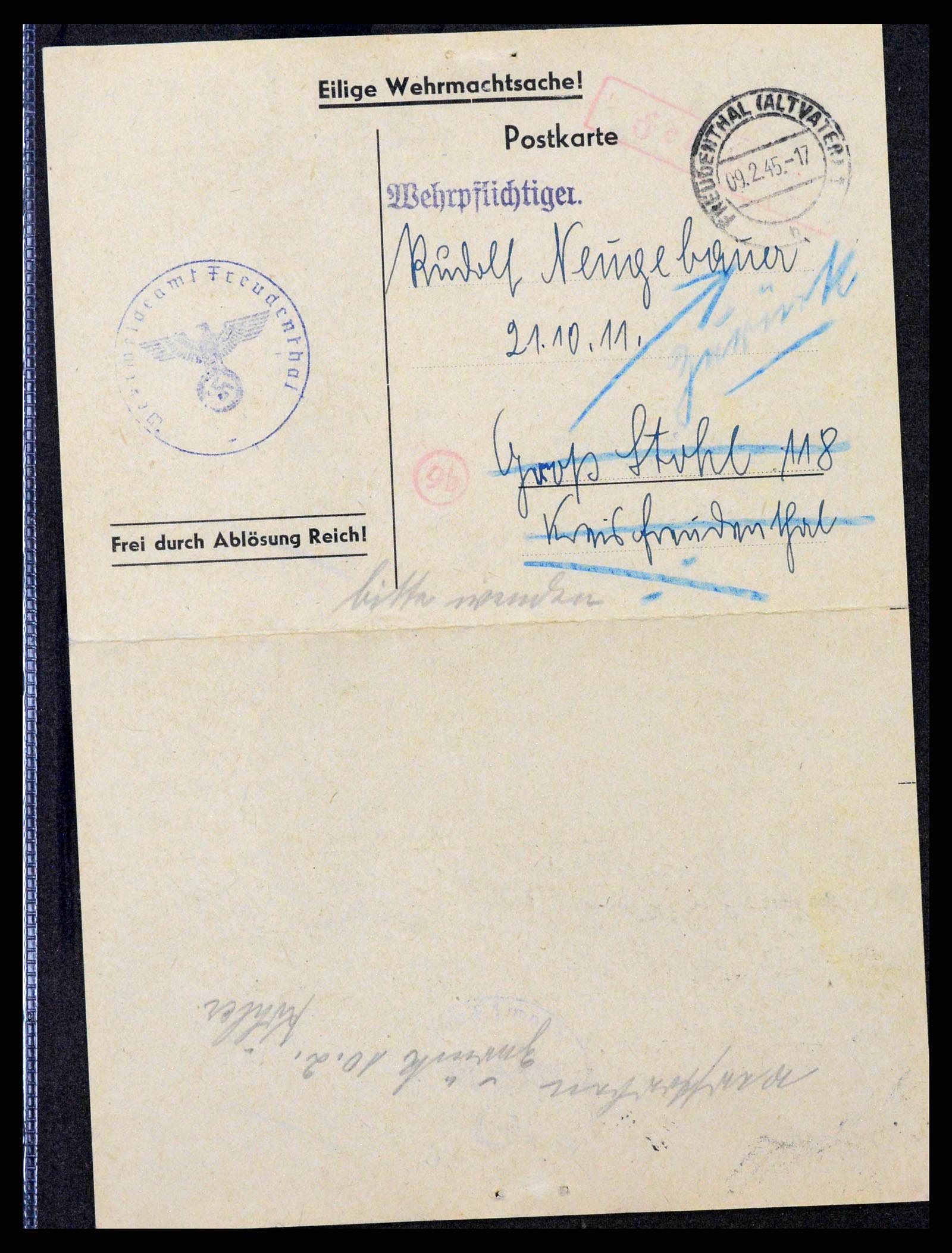 38646 0110 - Postzegelverzameling 38646 Duitsland brieven en kaarten 1940-1945.