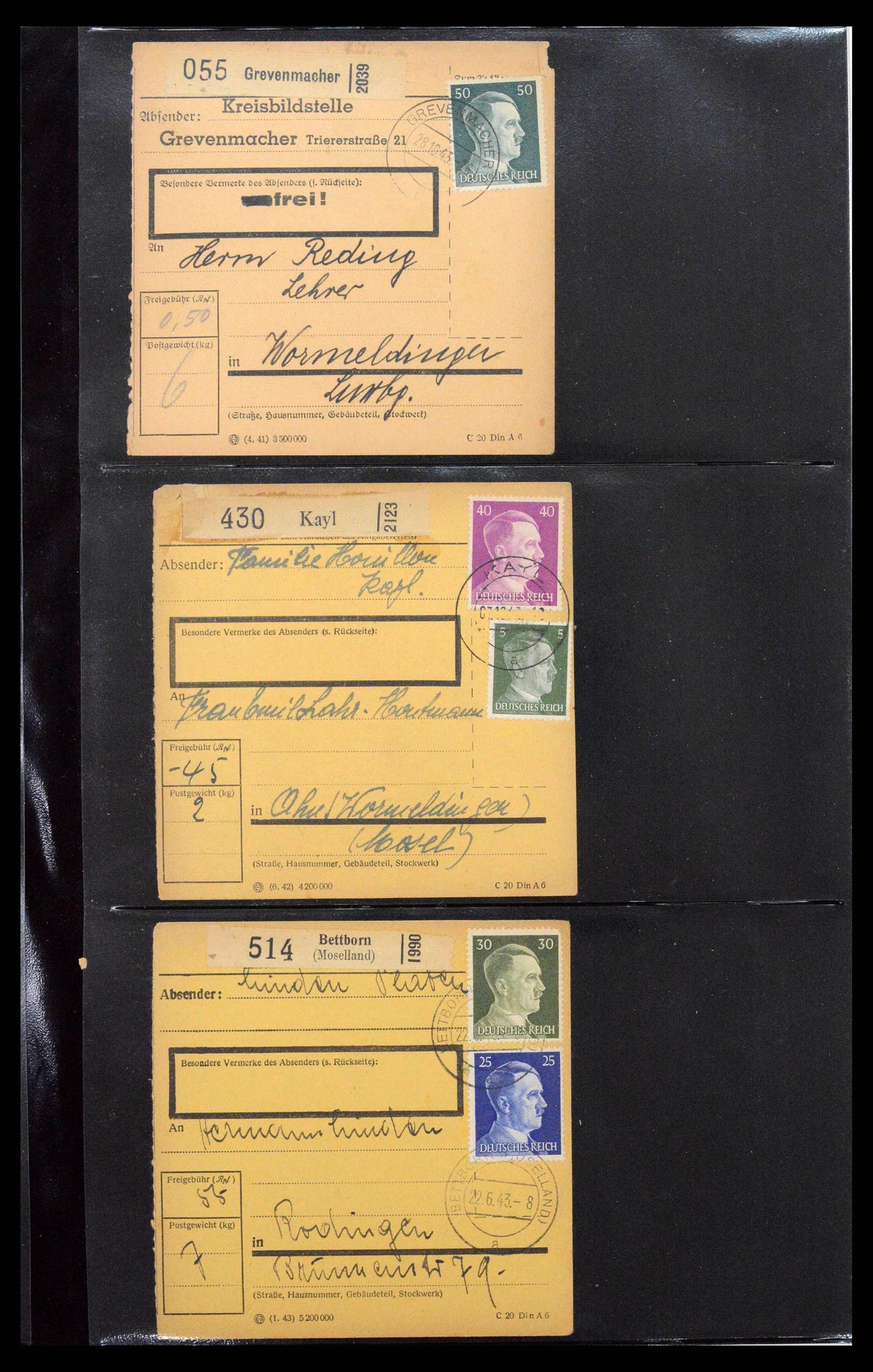 38646 0115 - Postzegelverzameling 38646 Duitsland brieven en kaarten 1940-1945.