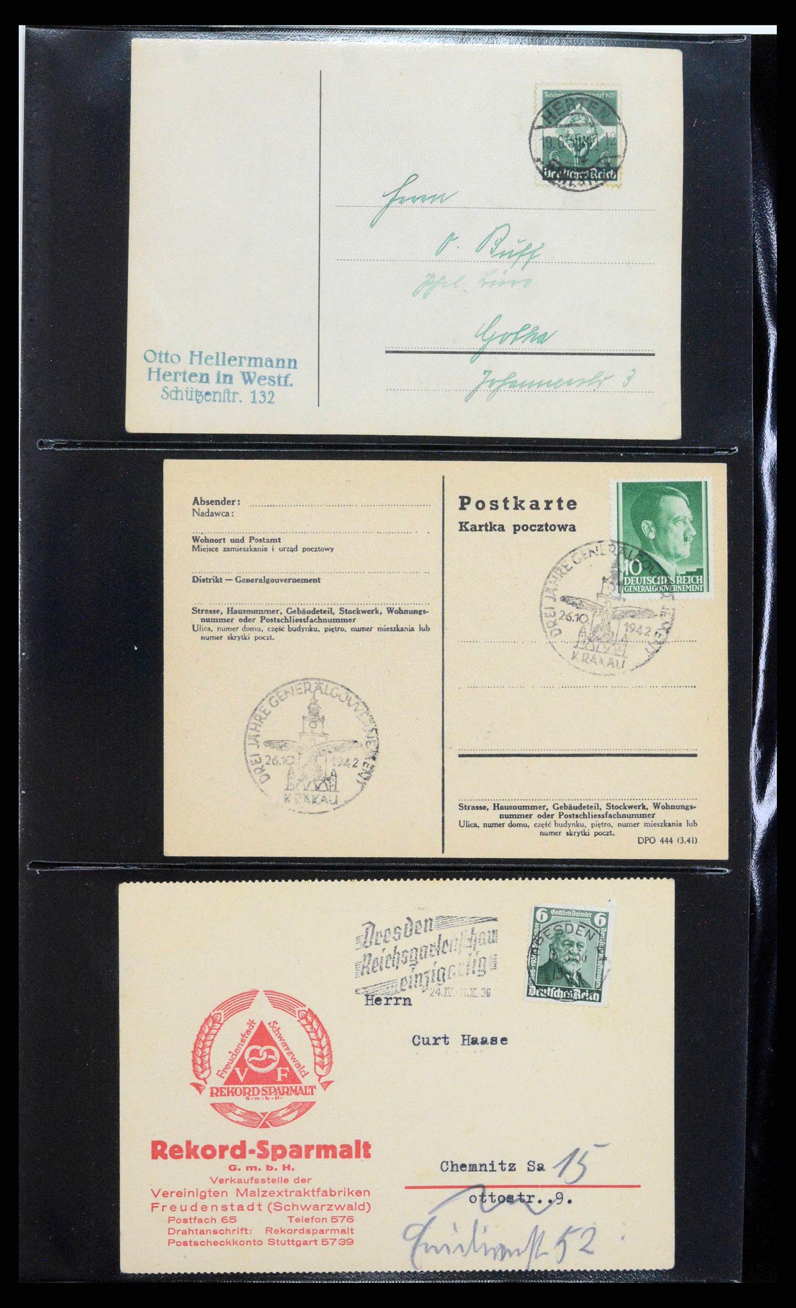 38646 0130 - Postzegelverzameling 38646 Duitsland brieven en kaarten 1940-1945.