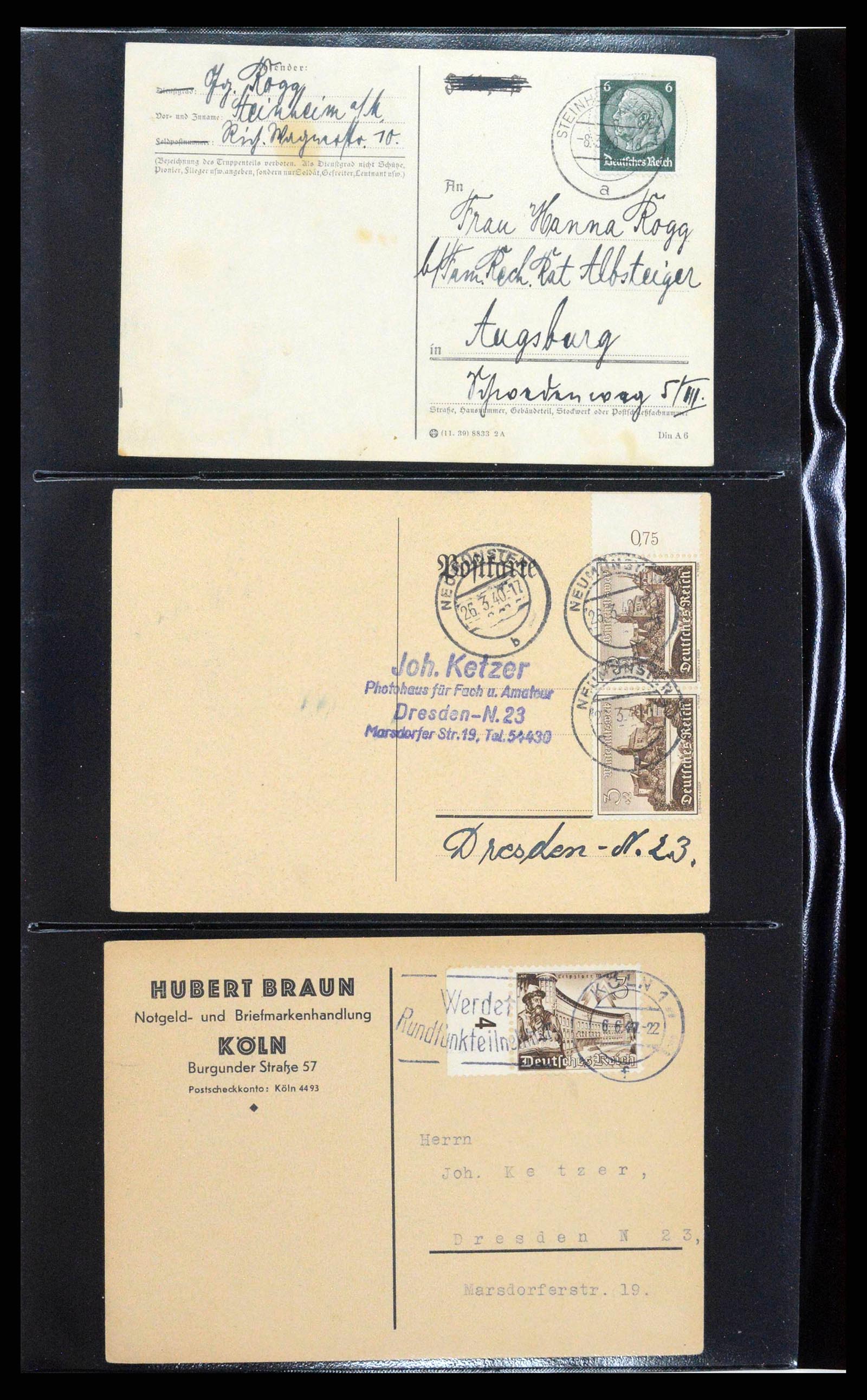 38646 0134 - Postzegelverzameling 38646 Duitsland brieven en kaarten 1940-1945.