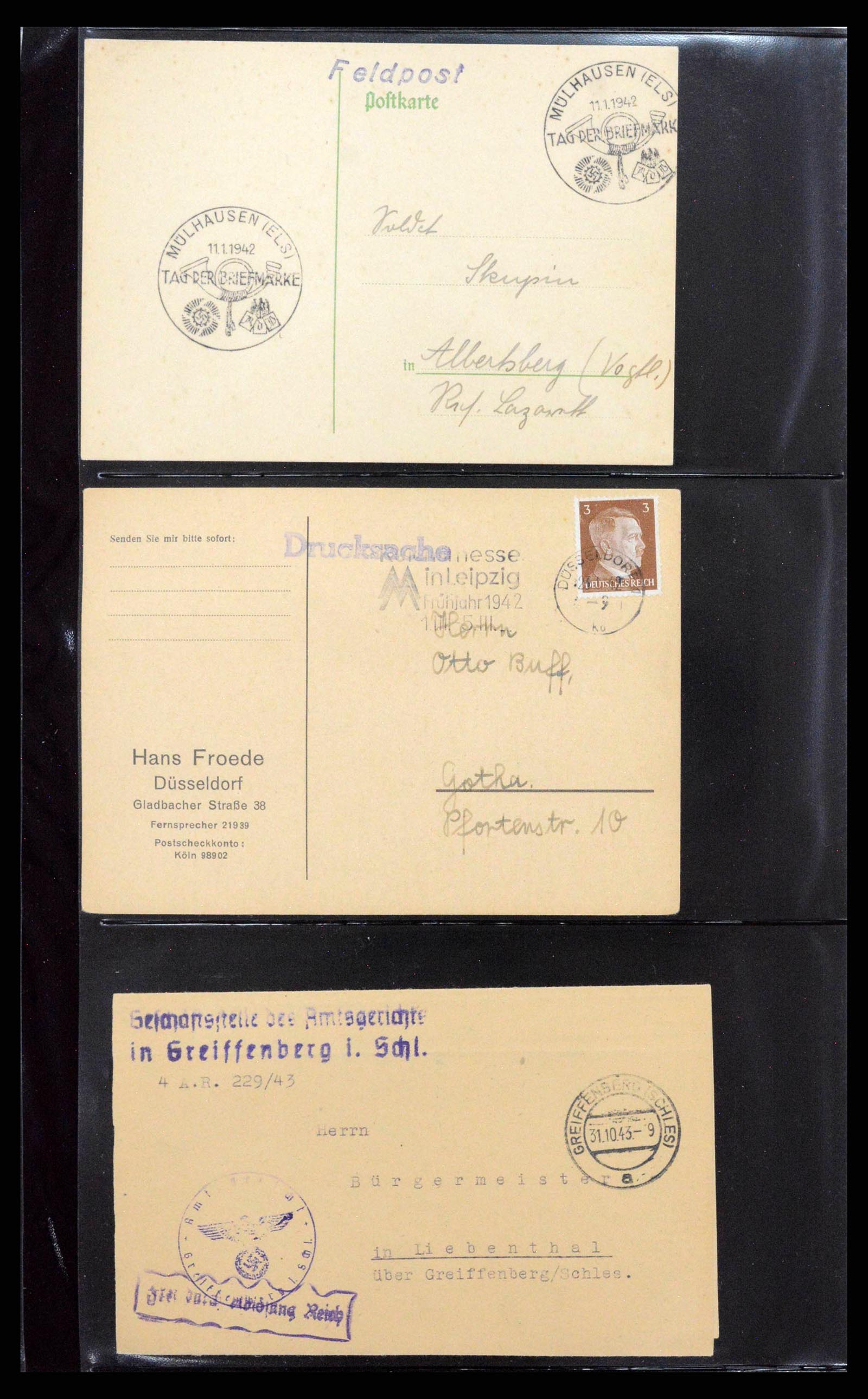 38646 0139 - Postzegelverzameling 38646 Duitsland brieven en kaarten 1940-1945.