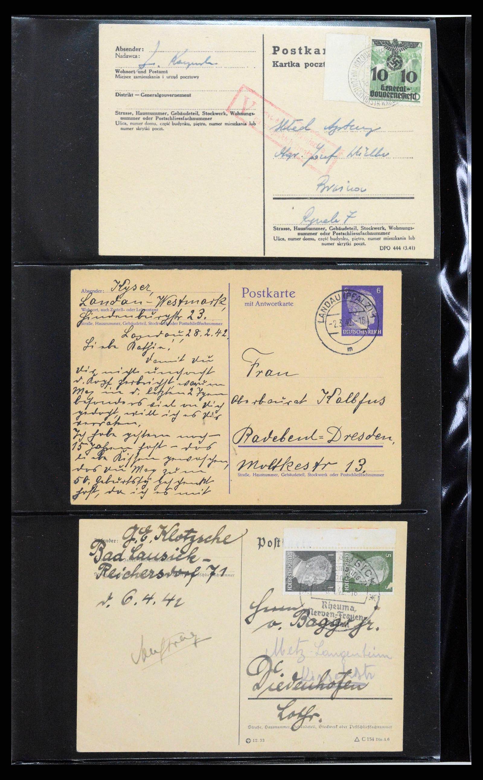 38646 0140 - Stamp collection 38646 Germany covers and cards 1940-1945.