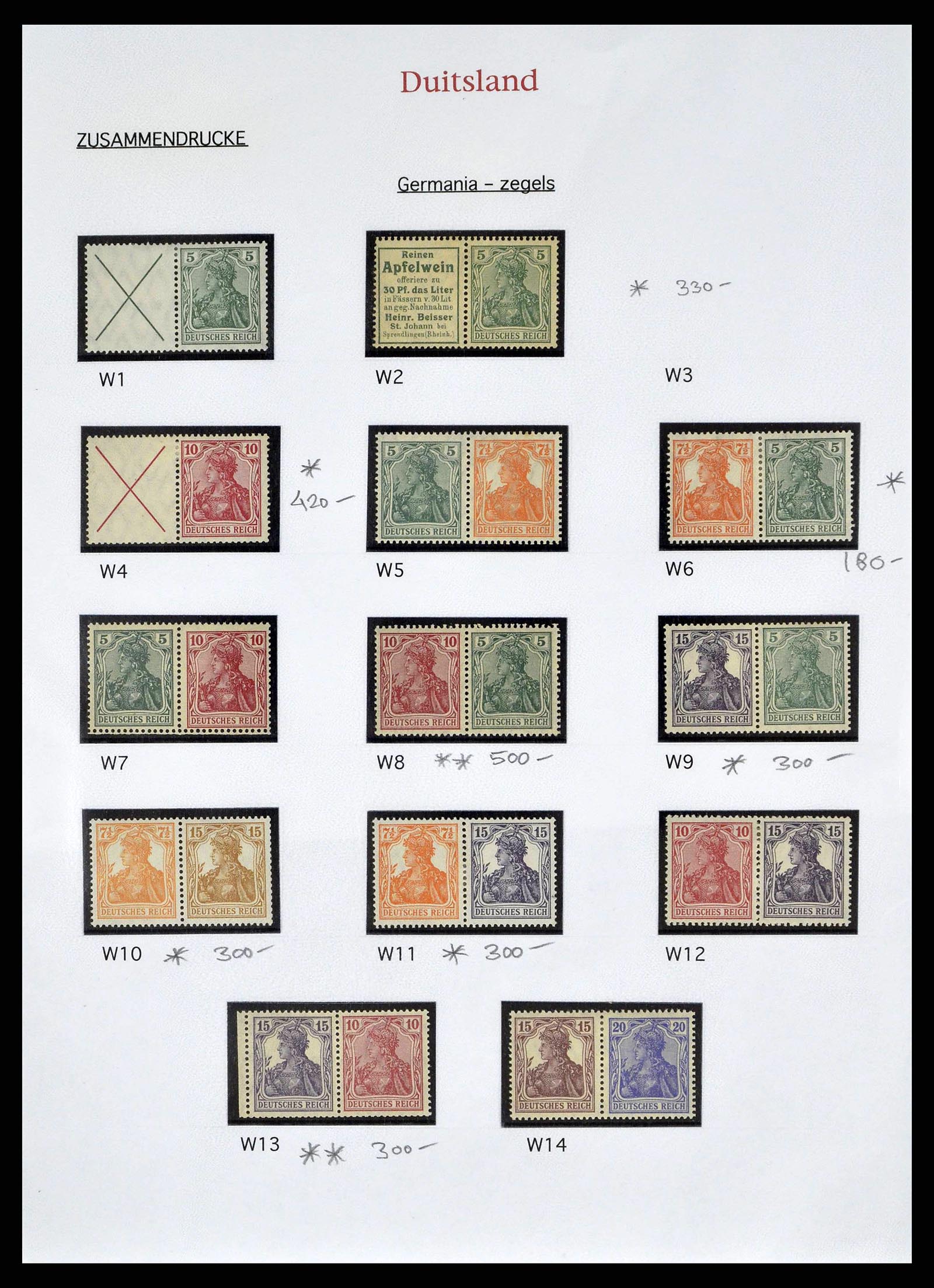 38650 0001 - Postzegelverzameling 38650 Duitse Rijk combinaties 1912-1942.