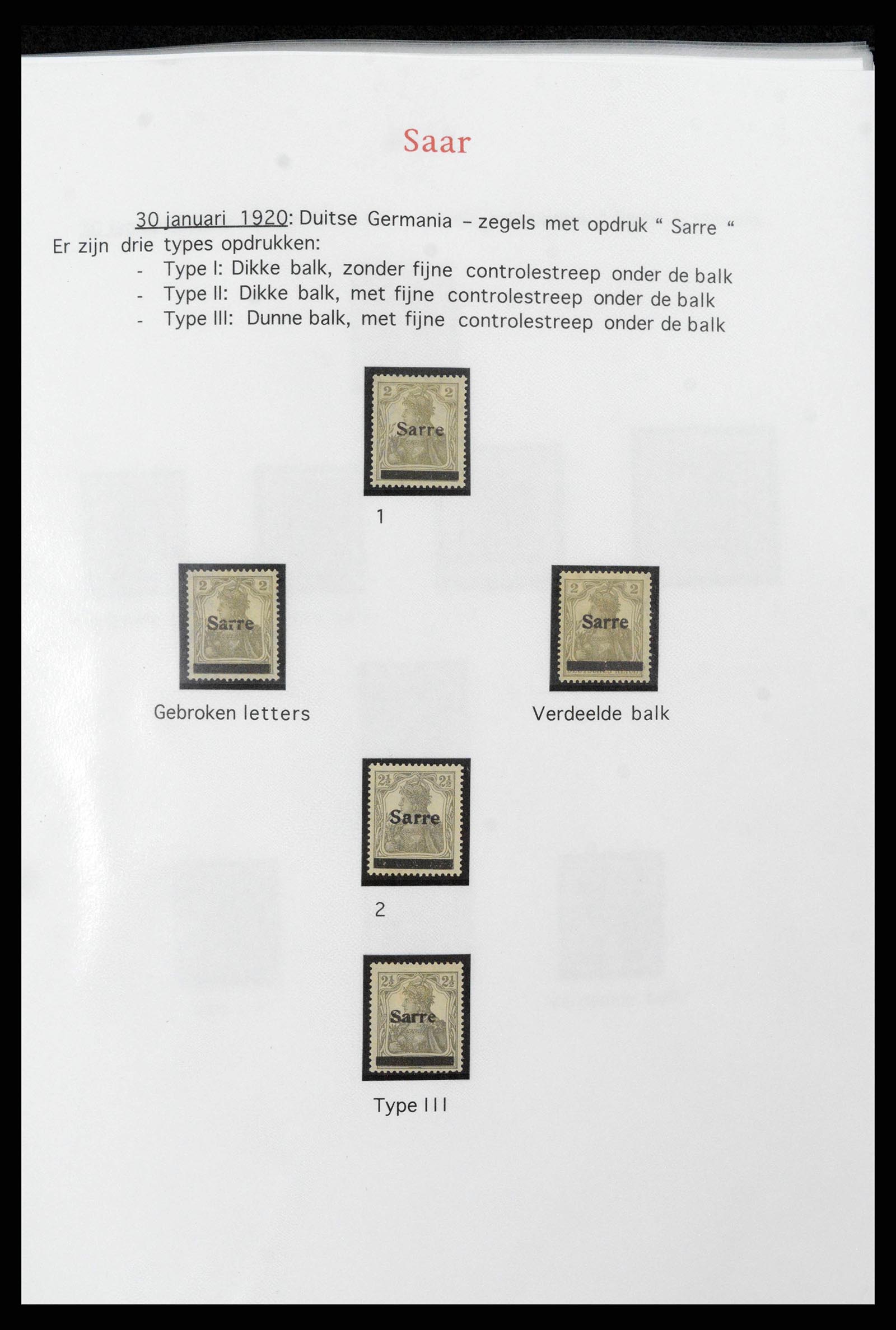 38655 0001 - Postzegelverzameling 38655 Saar 1920-1959.