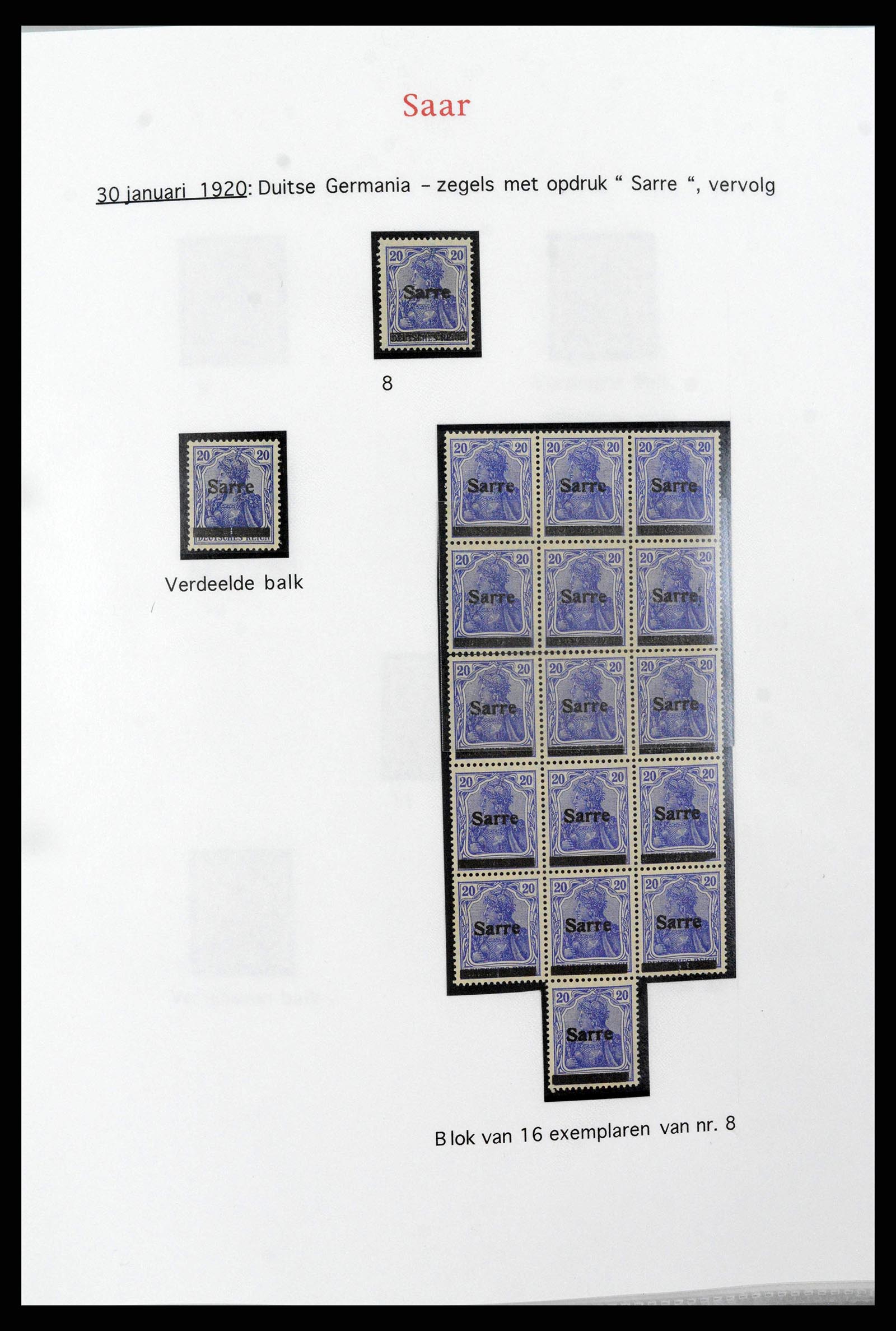 38655 0007 - Postzegelverzameling 38655 Saar 1920-1959.