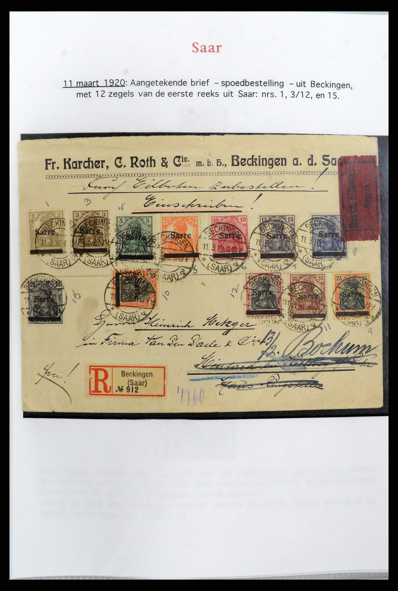 38655 0012 - Postzegelverzameling 38655 Saar 1920-1959.