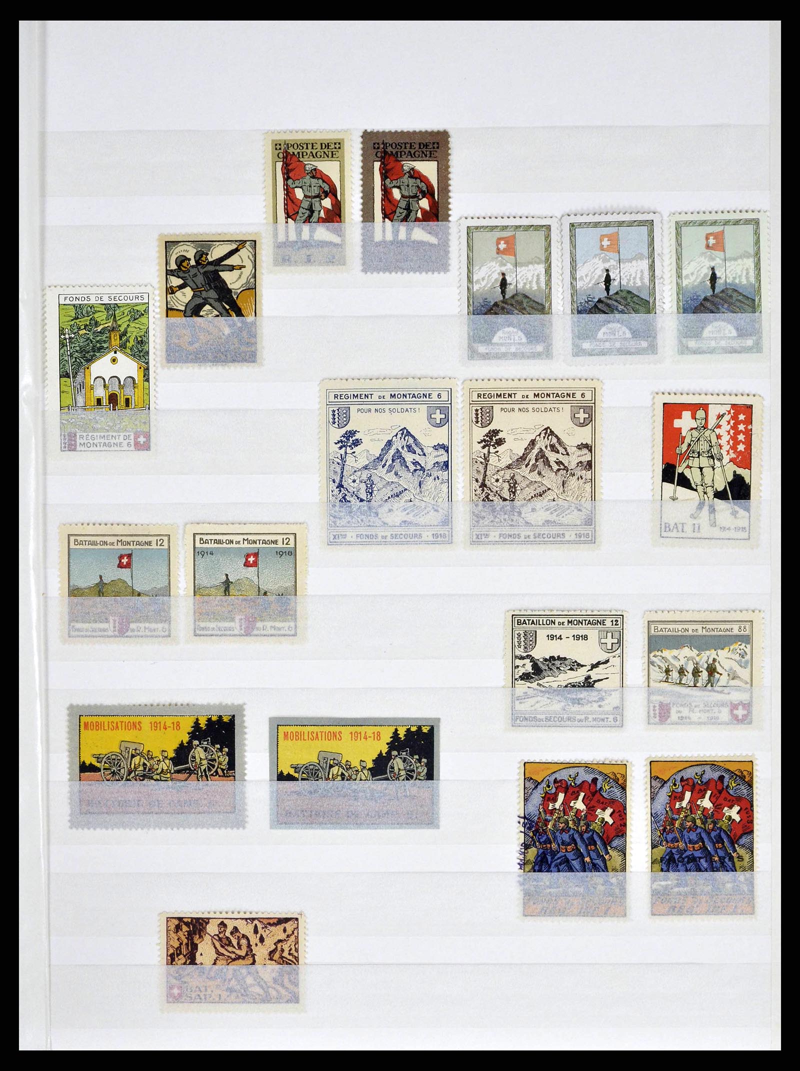38695 0001 - Postzegelverzameling 38695 Zwitserland soldatenzegels 1914-1945.
