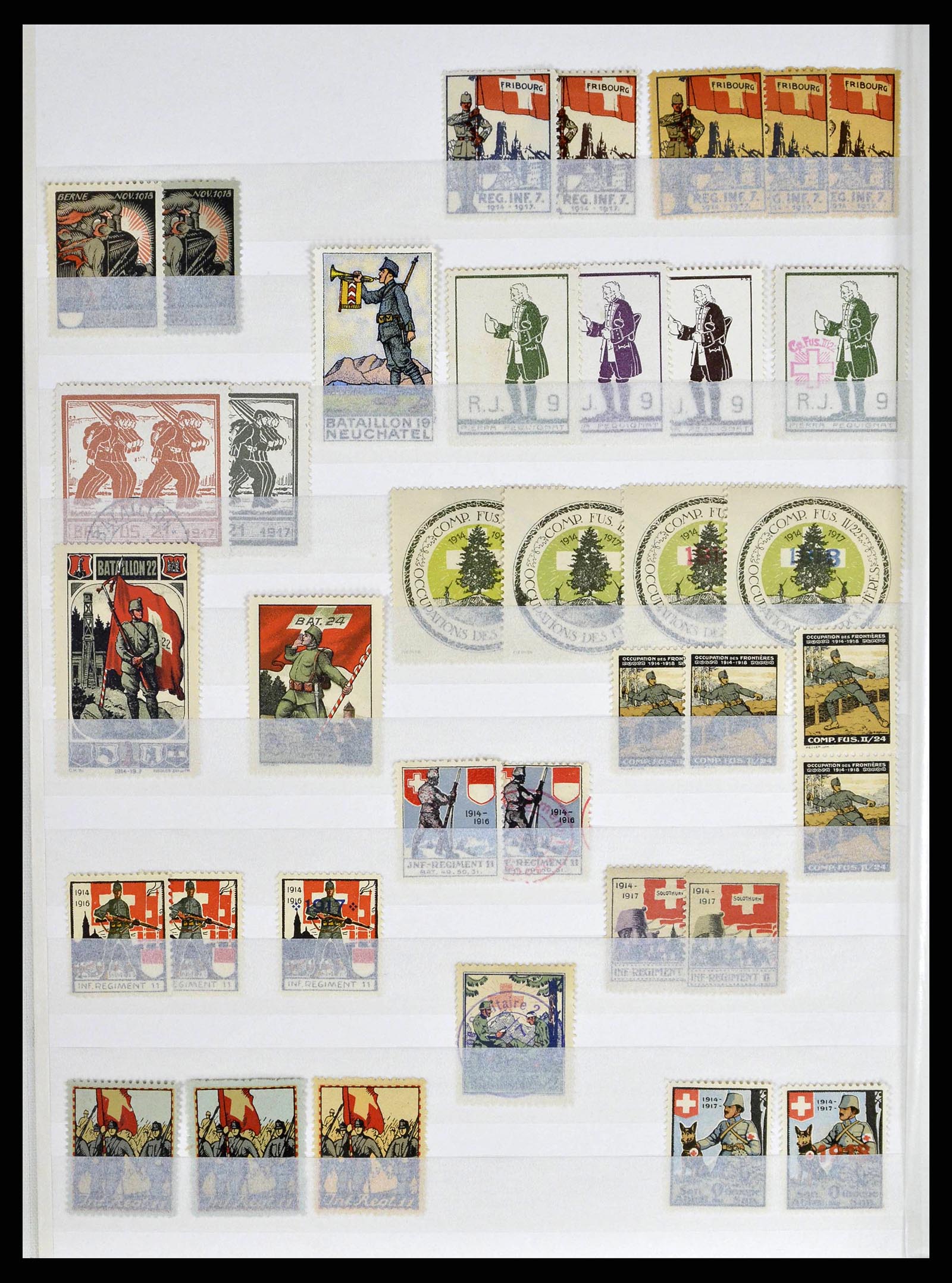 38695 0002 - Postzegelverzameling 38695 Zwitserland soldatenzegels 1914-1945.
