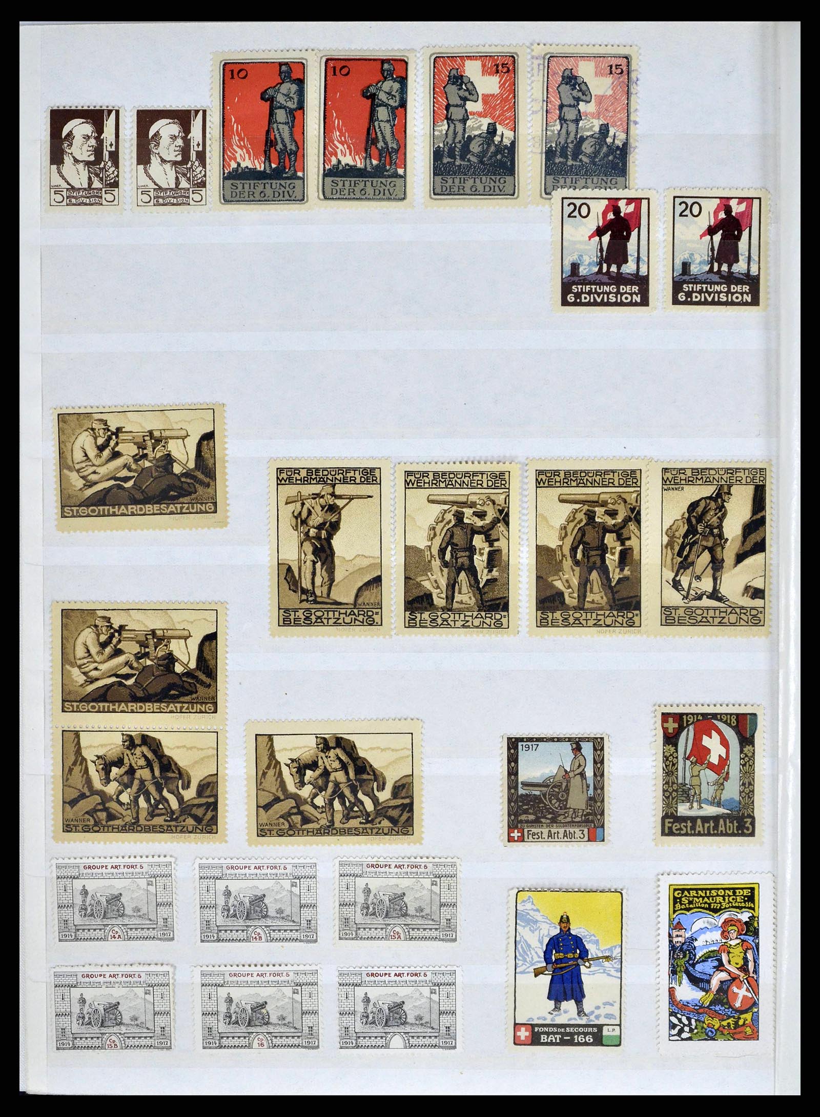 38695 0006 - Postzegelverzameling 38695 Zwitserland soldatenzegels 1914-1945.