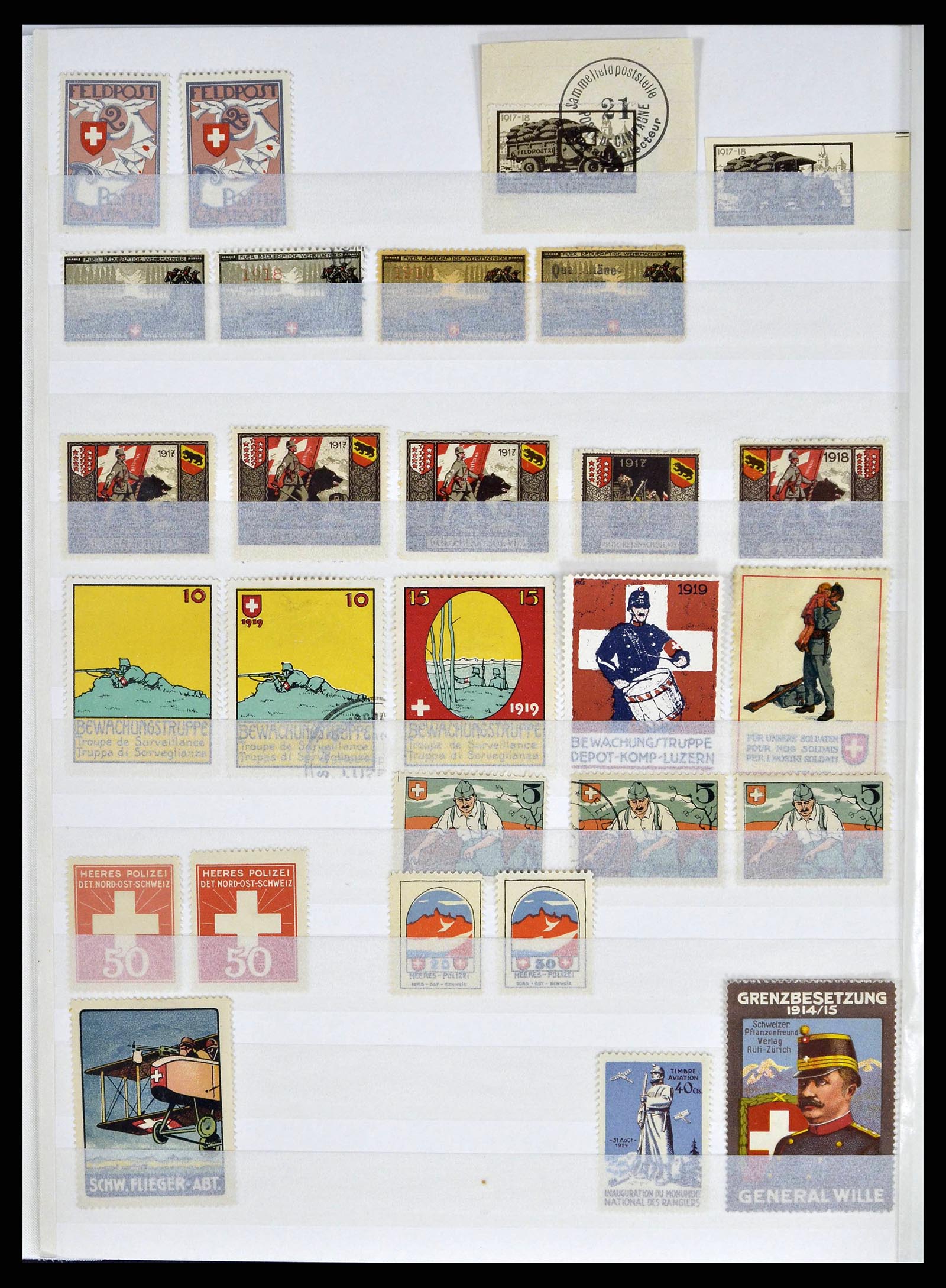 38695 0008 - Postzegelverzameling 38695 Zwitserland soldatenzegels 1914-1945.