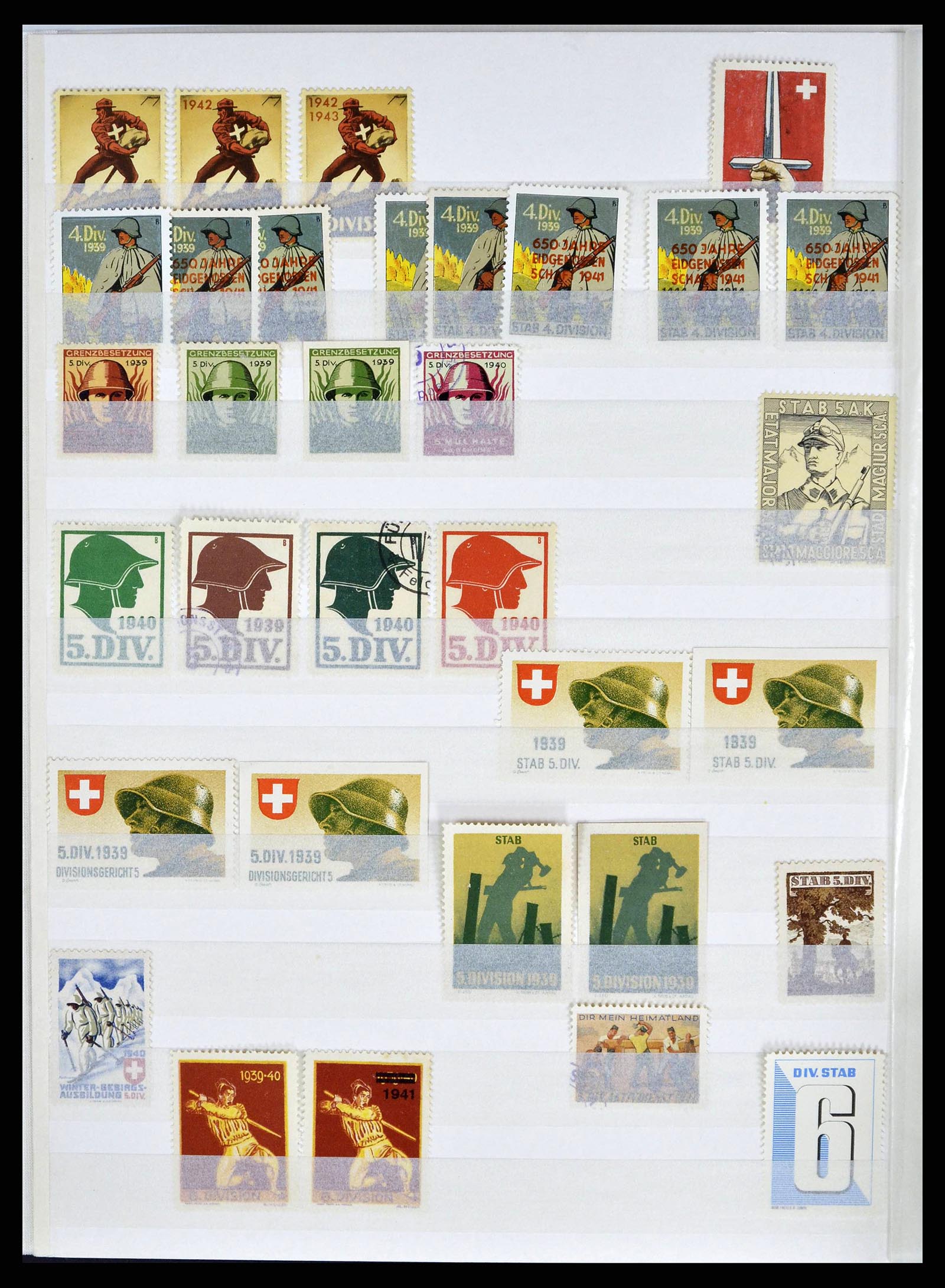 38695 0010 - Postzegelverzameling 38695 Zwitserland soldatenzegels 1914-1945.