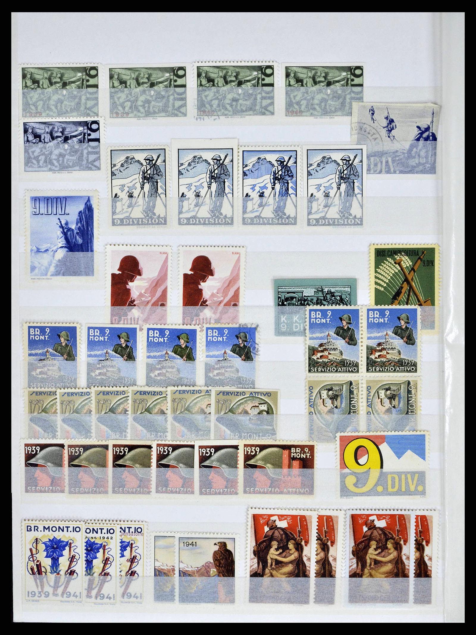 38695 0012 - Postzegelverzameling 38695 Zwitserland soldatenzegels 1914-1945.
