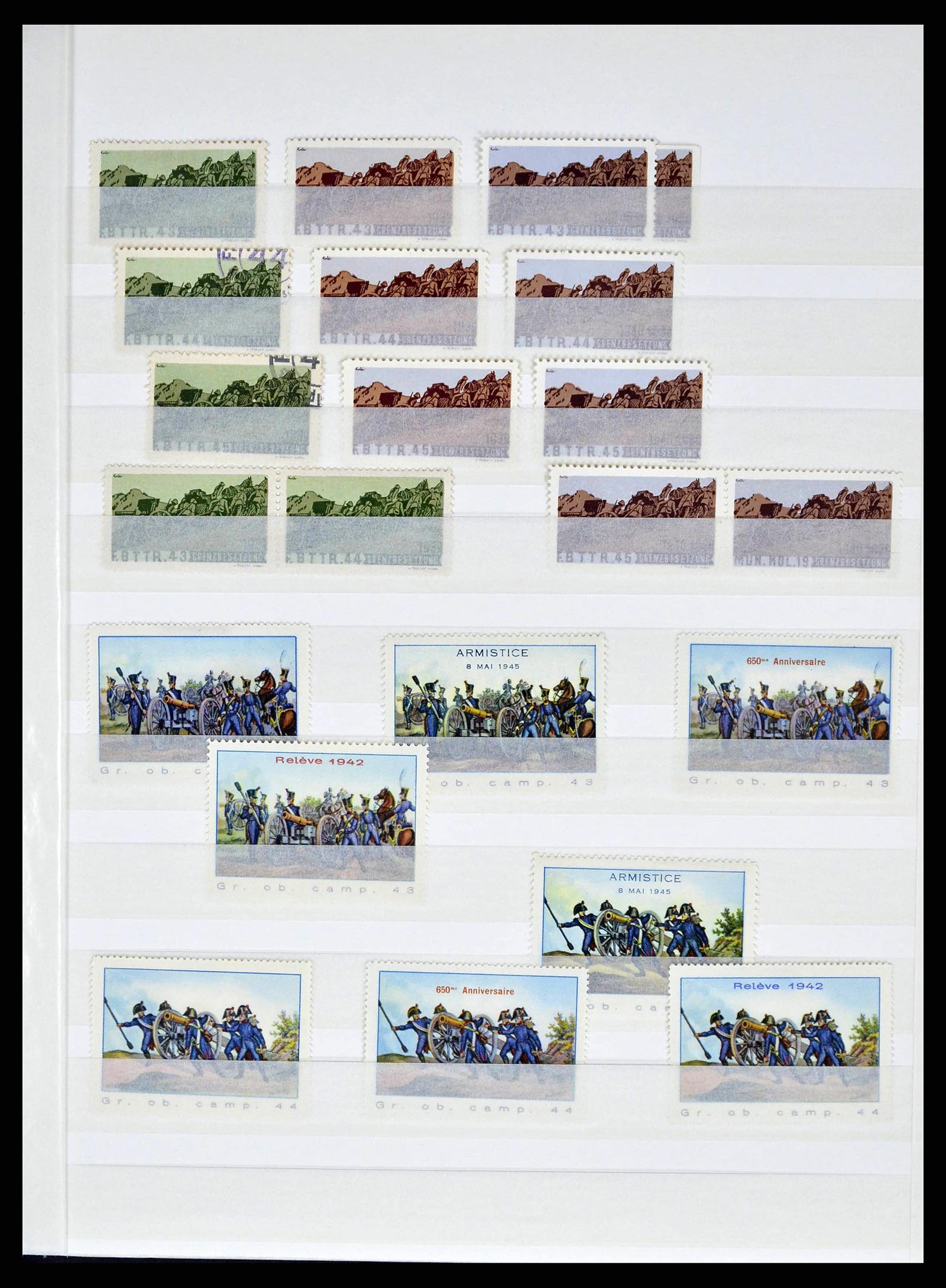 38695 0019 - Postzegelverzameling 38695 Zwitserland soldatenzegels 1914-1945.
