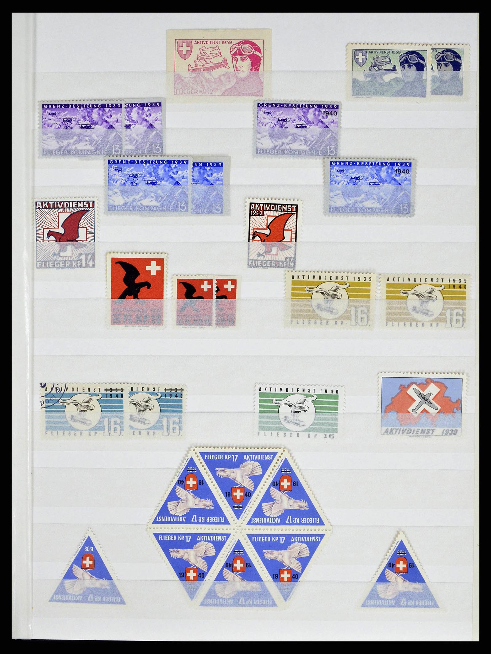 38695 0029 - Postzegelverzameling 38695 Zwitserland soldatenzegels 1914-1945.