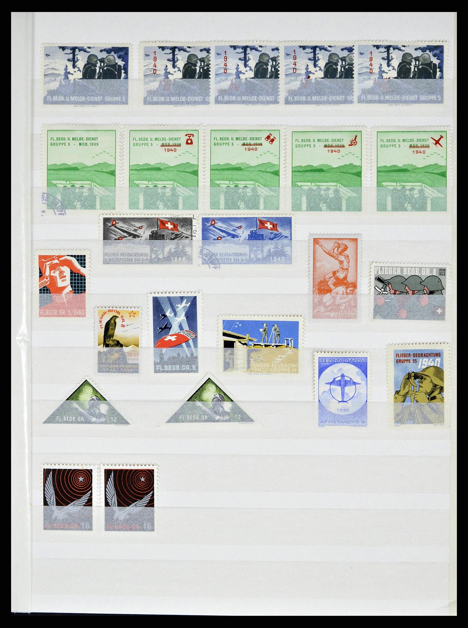 38695 0035 - Postzegelverzameling 38695 Zwitserland soldatenzegels 1914-1945.