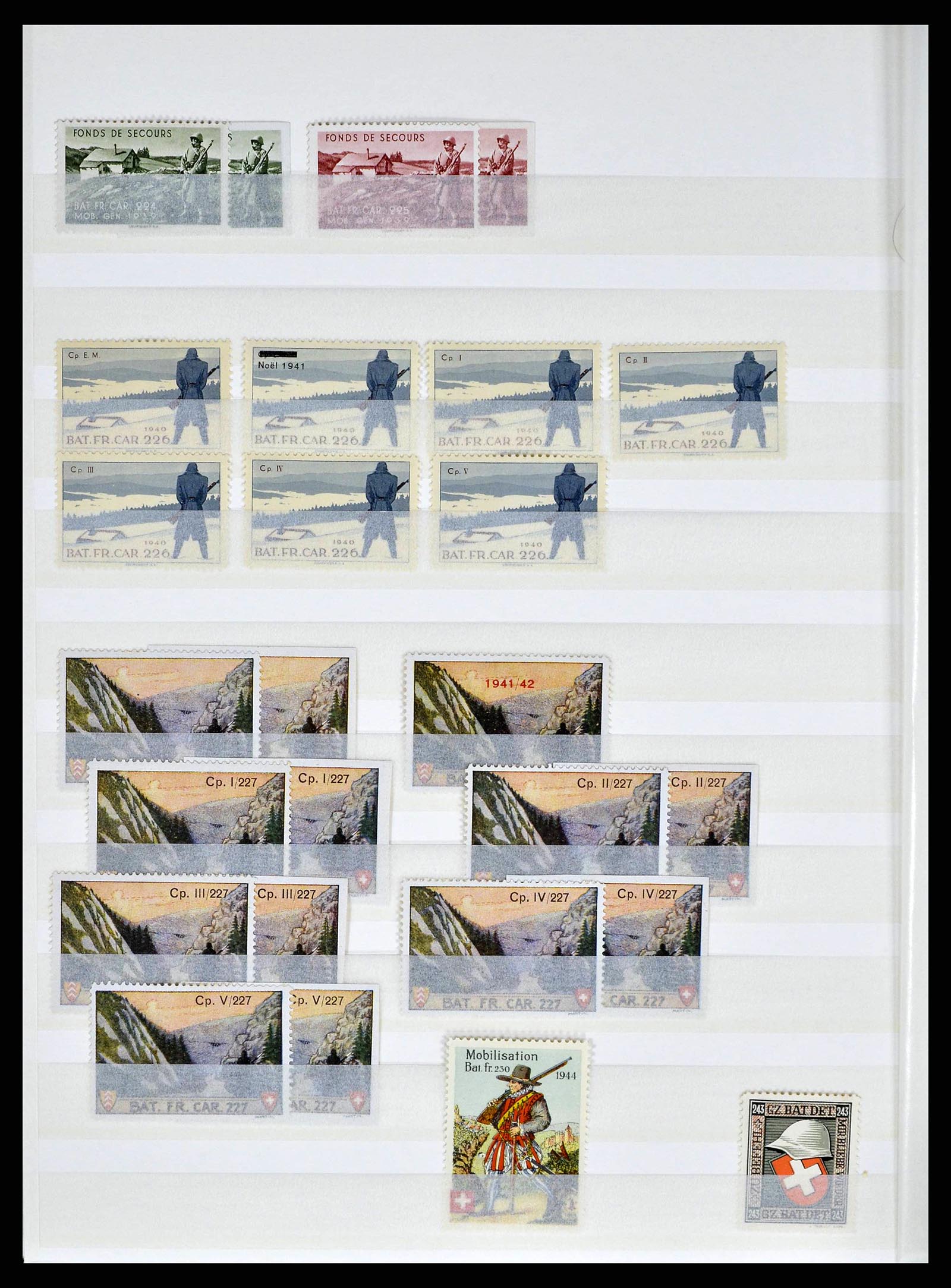 38695 0040 - Postzegelverzameling 38695 Zwitserland soldatenzegels 1914-1945.