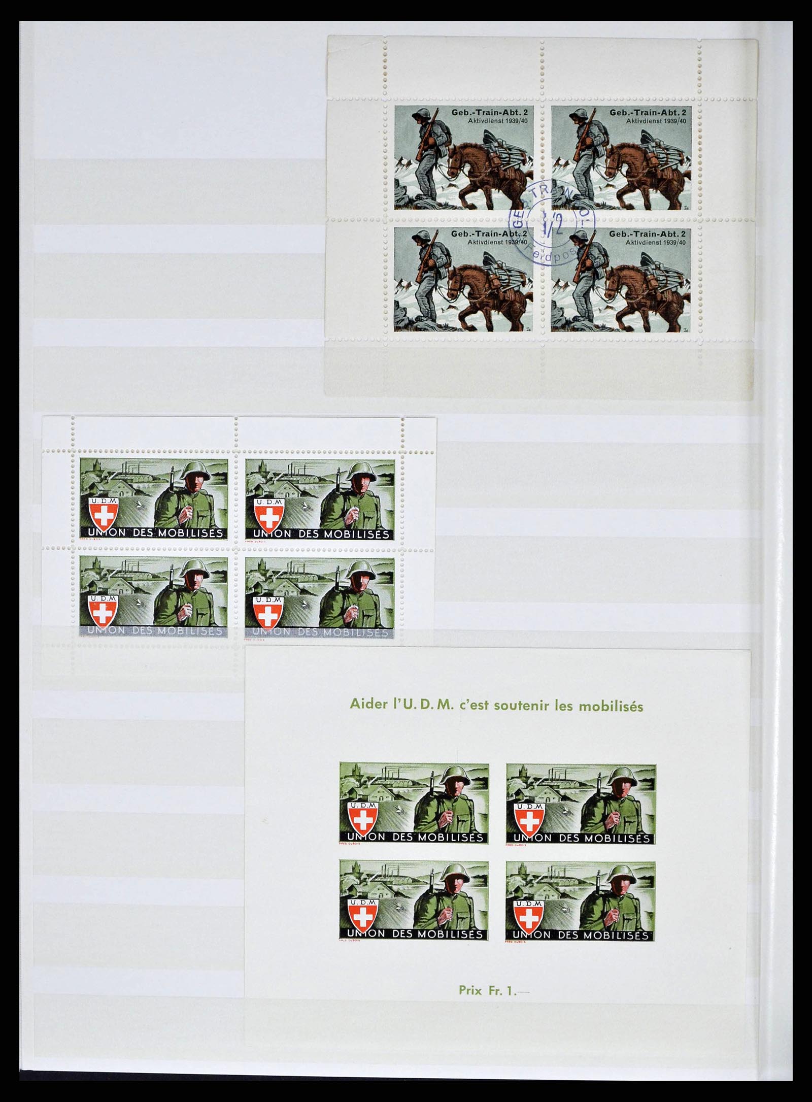 38695 0182 - Postzegelverzameling 38695 Zwitserland soldatenzegels 1914-1945.