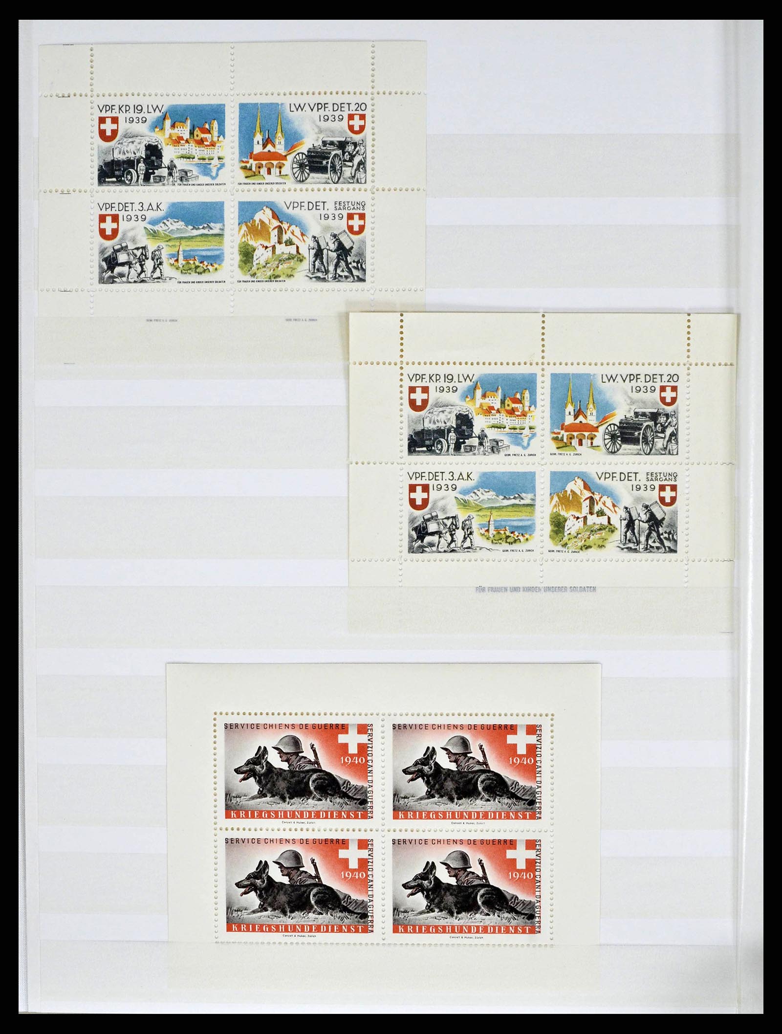 38695 0184 - Postzegelverzameling 38695 Zwitserland soldatenzegels 1914-1945.