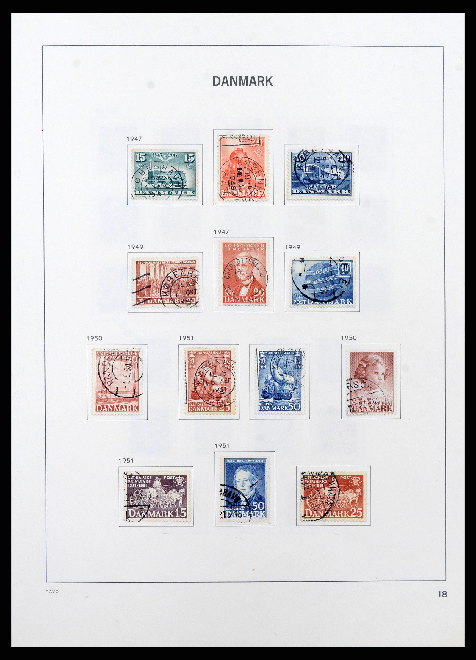 38719 0021 - Postzegelverzameling 38719 Denemarken 1851-2002.