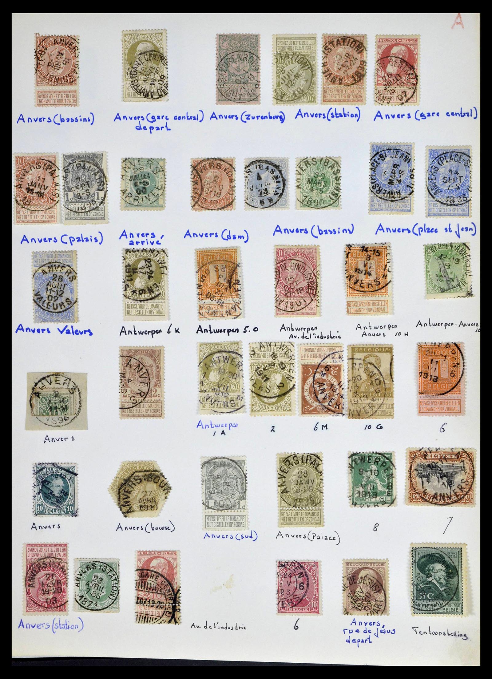 38729 0002 - Stamp collection 38729 Belgium cancels 1849-1950.