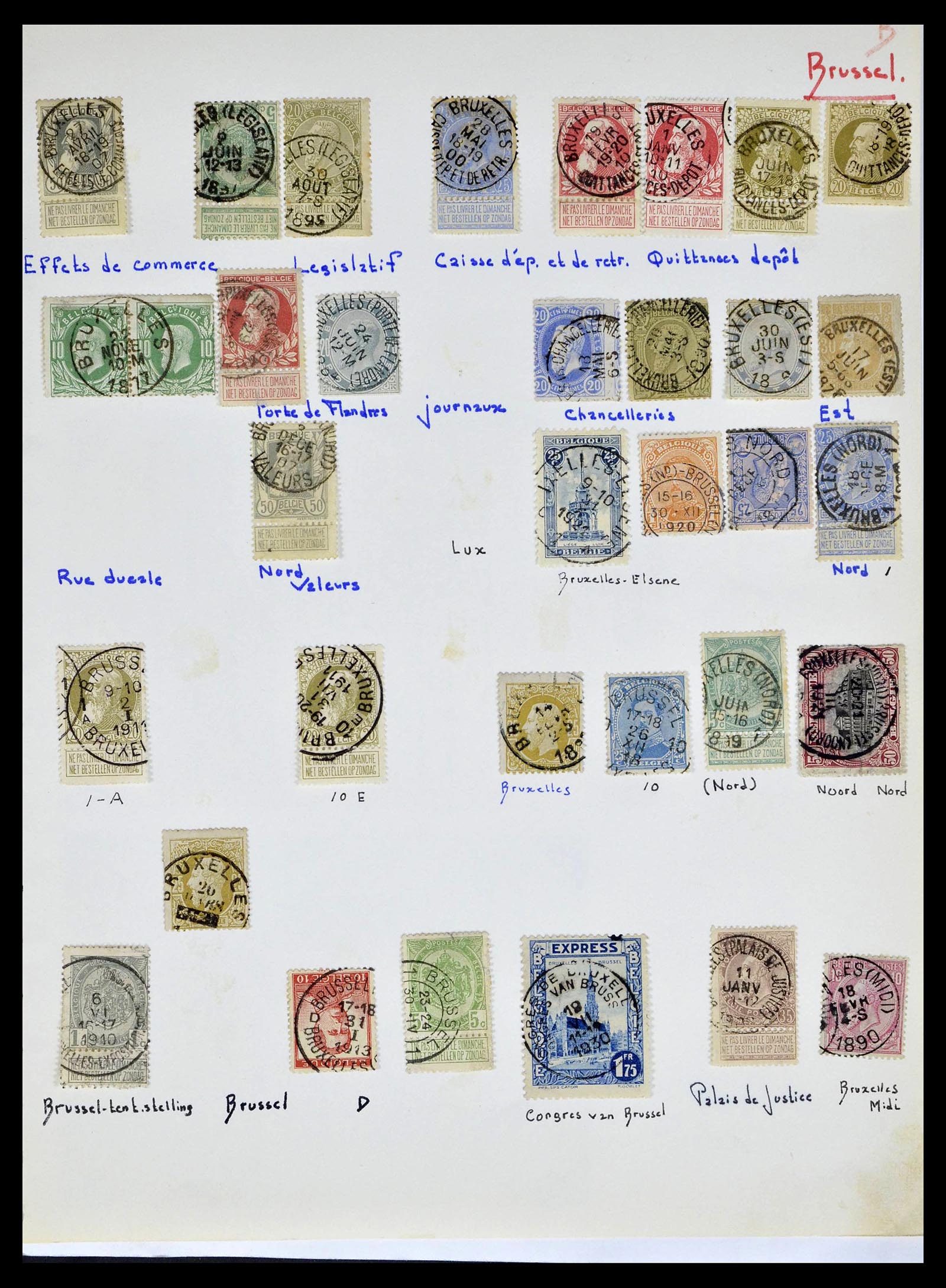 38729 0007 - Postzegelverzameling 38729 België stempels 1849-1950.