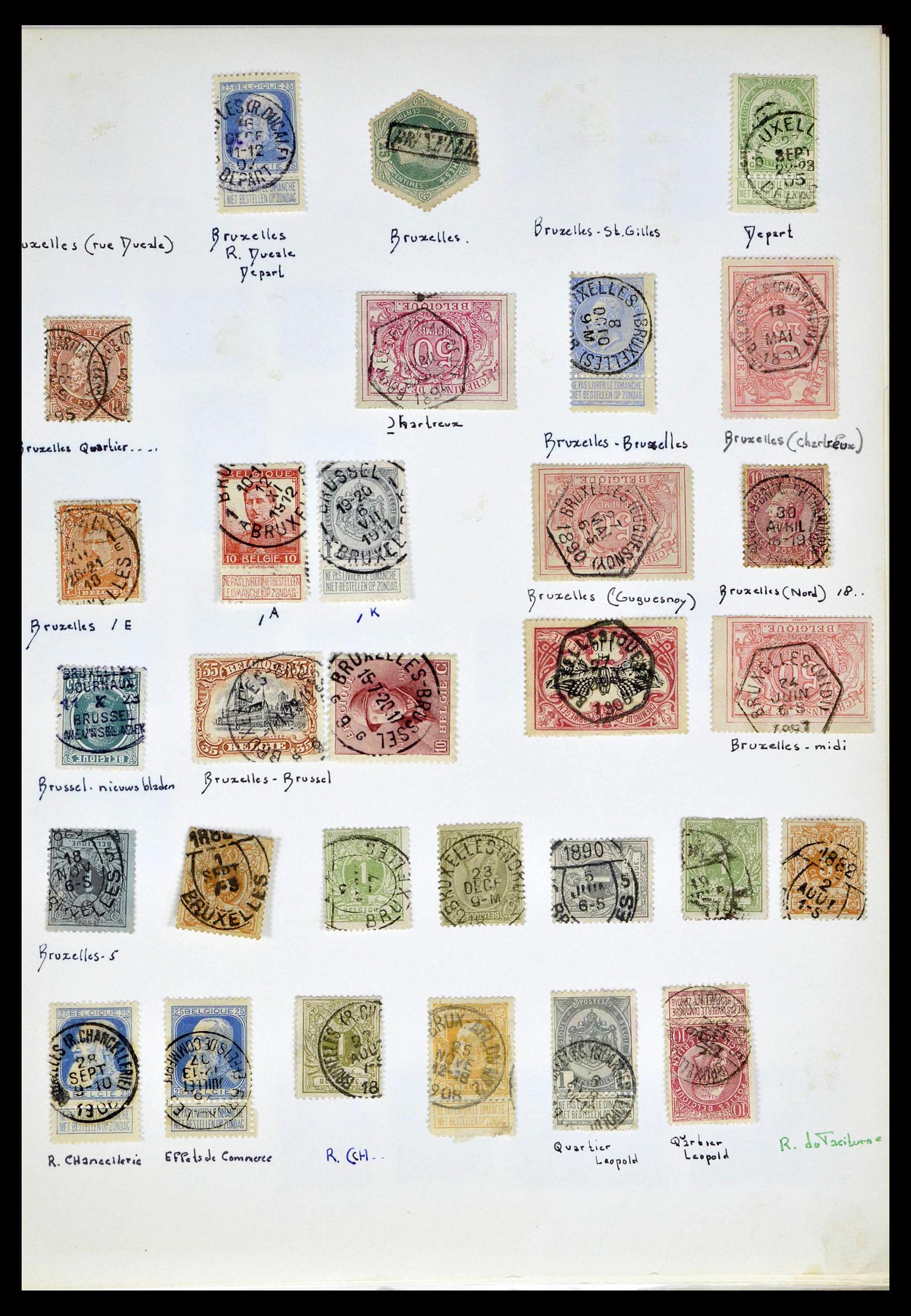 38729 0009 - Postzegelverzameling 38729 België stempels 1849-1950.