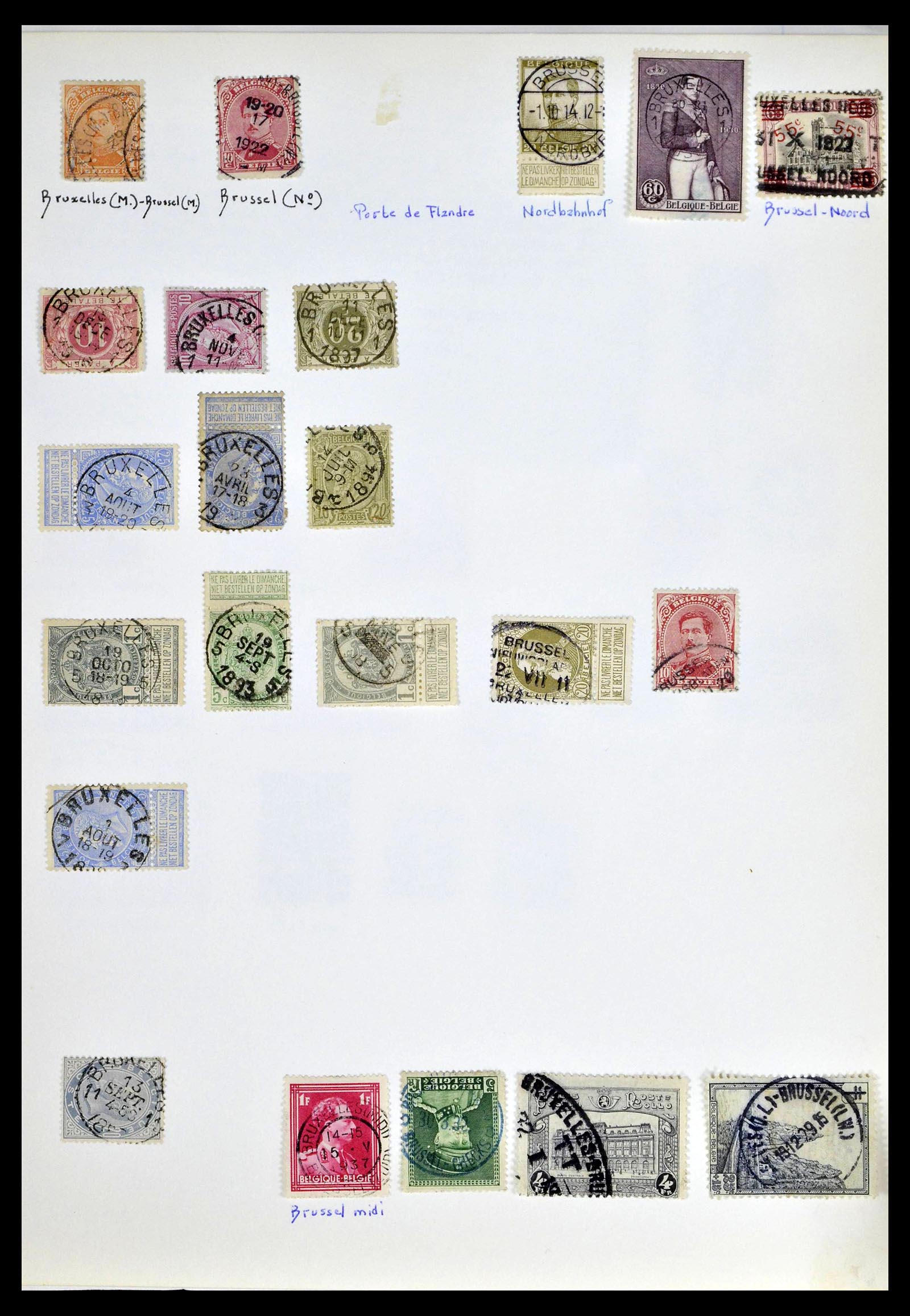 38729 0010 - Stamp collection 38729 Belgium cancels 1849-1950.