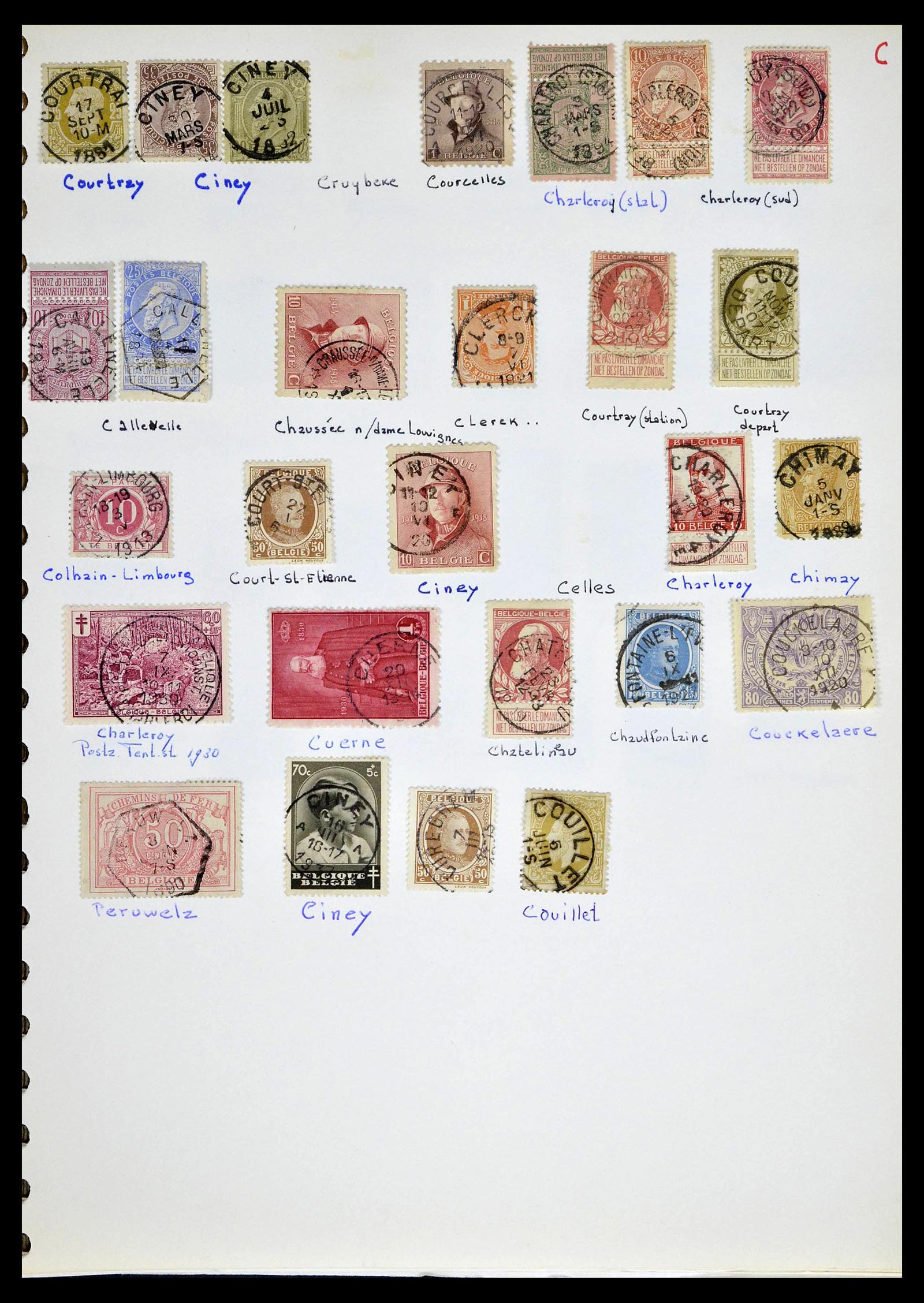 38729 0012 - Stamp collection 38729 Belgium cancels 1849-1950.