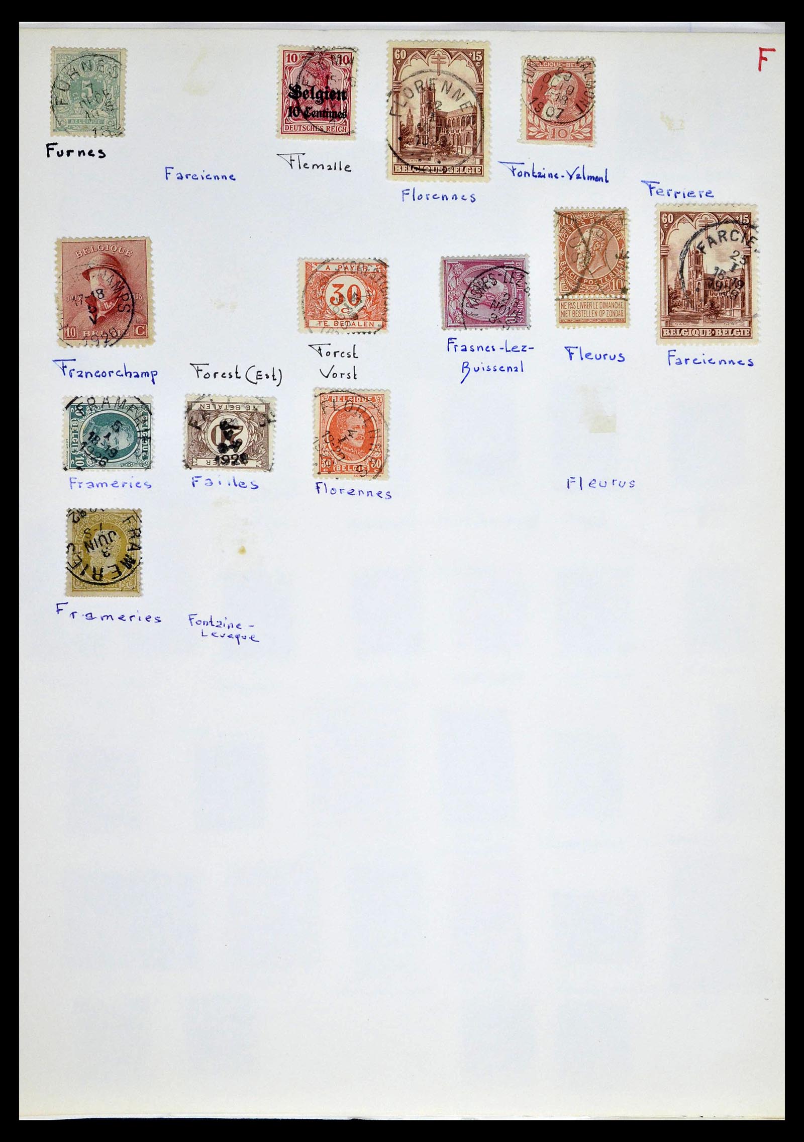 38729 0015 - Postzegelverzameling 38729 België stempels 1849-1950.