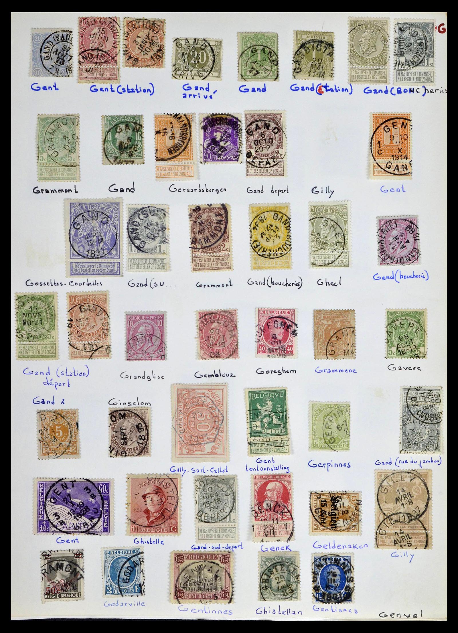 38729 0017 - Stamp collection 38729 Belgium cancels 1849-1950.