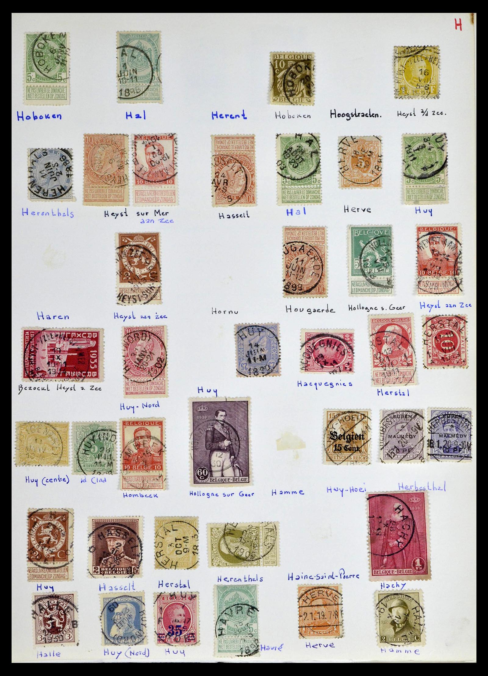 38729 0019 - Stamp collection 38729 Belgium cancels 1849-1950.