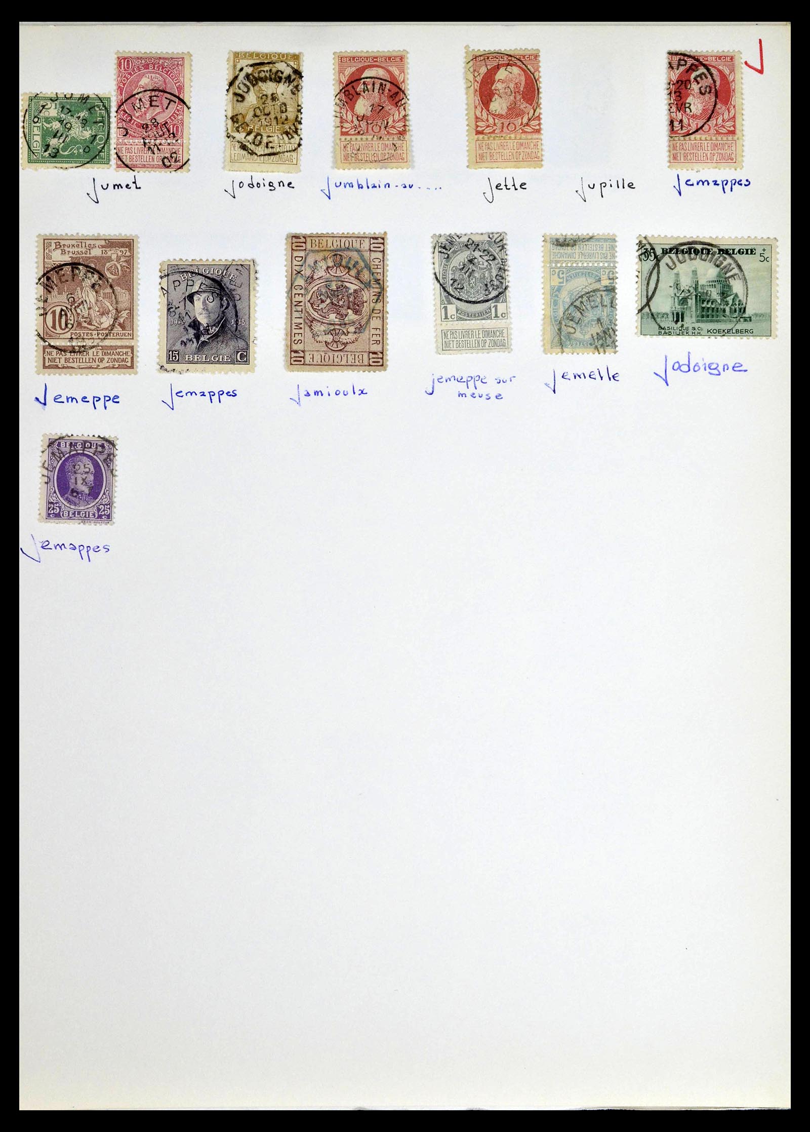 38729 0022 - Stamp collection 38729 Belgium cancels 1849-1950.